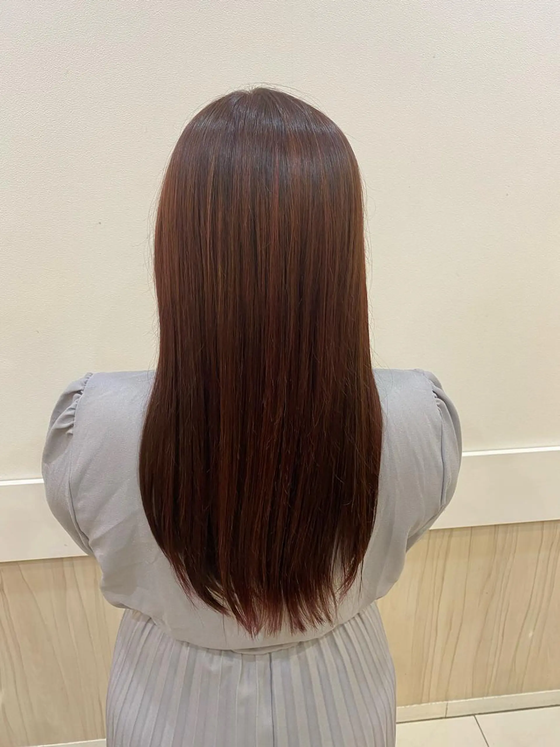 ロング カット 縮毛矯正 たけだゆめ ダブルカラーのヘアスタイル