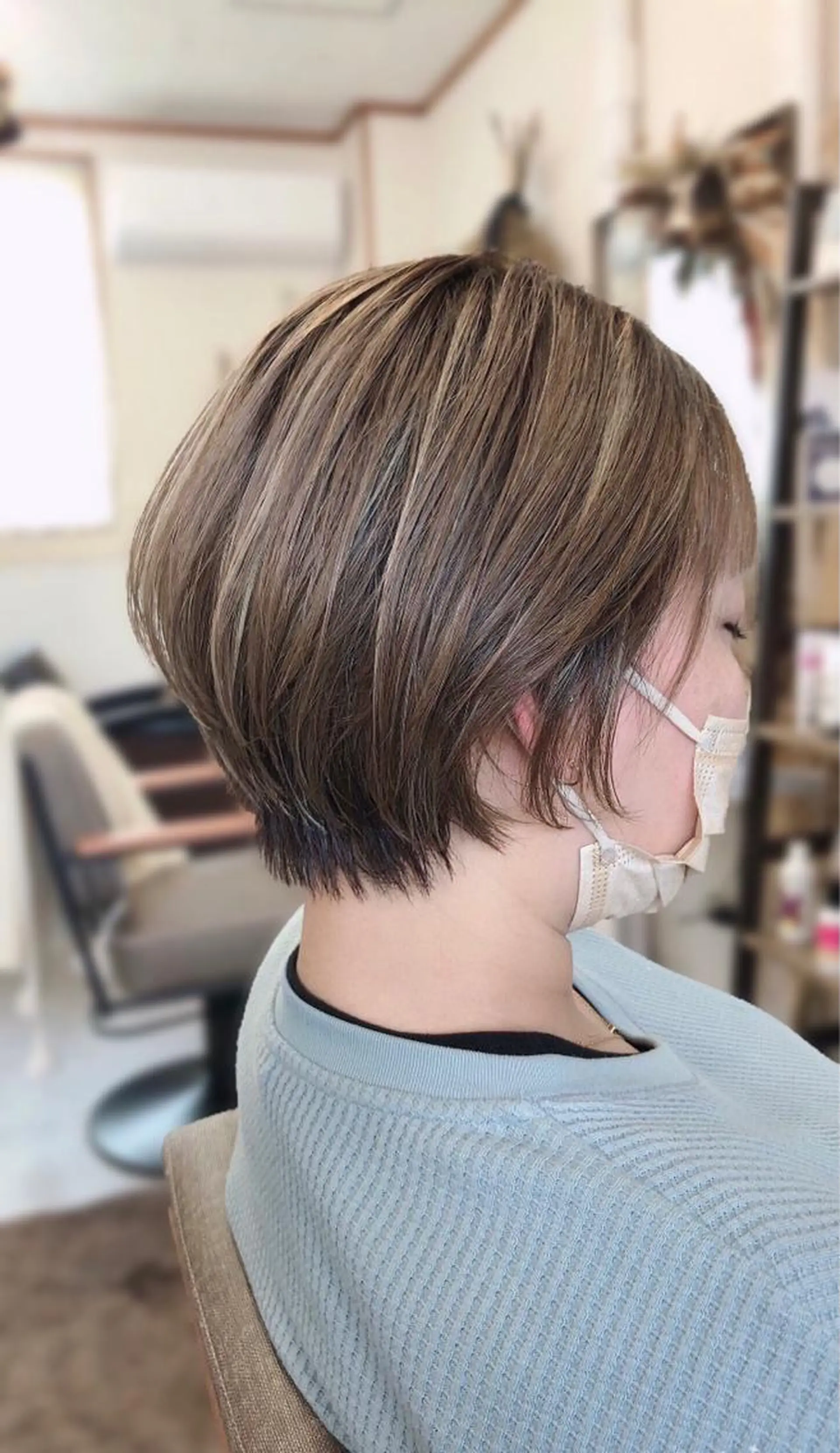 ショート カラー ケアカラー グレージュ ハイライトカラー ハイライト ショートヘア hair works raptureのヘアスタイル