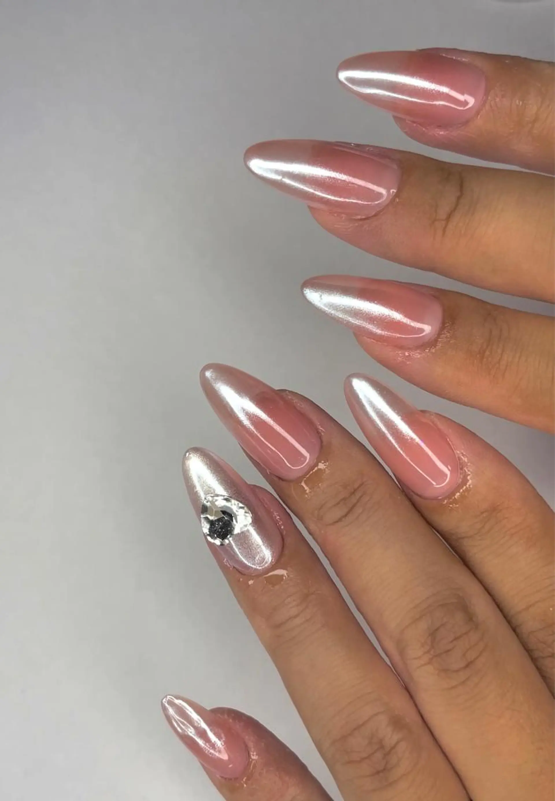 ネイル オーロラネイル ハート ミラーネイル ニュアンスネイル シンプルネイル Ri-e's nailのネイルデザイン