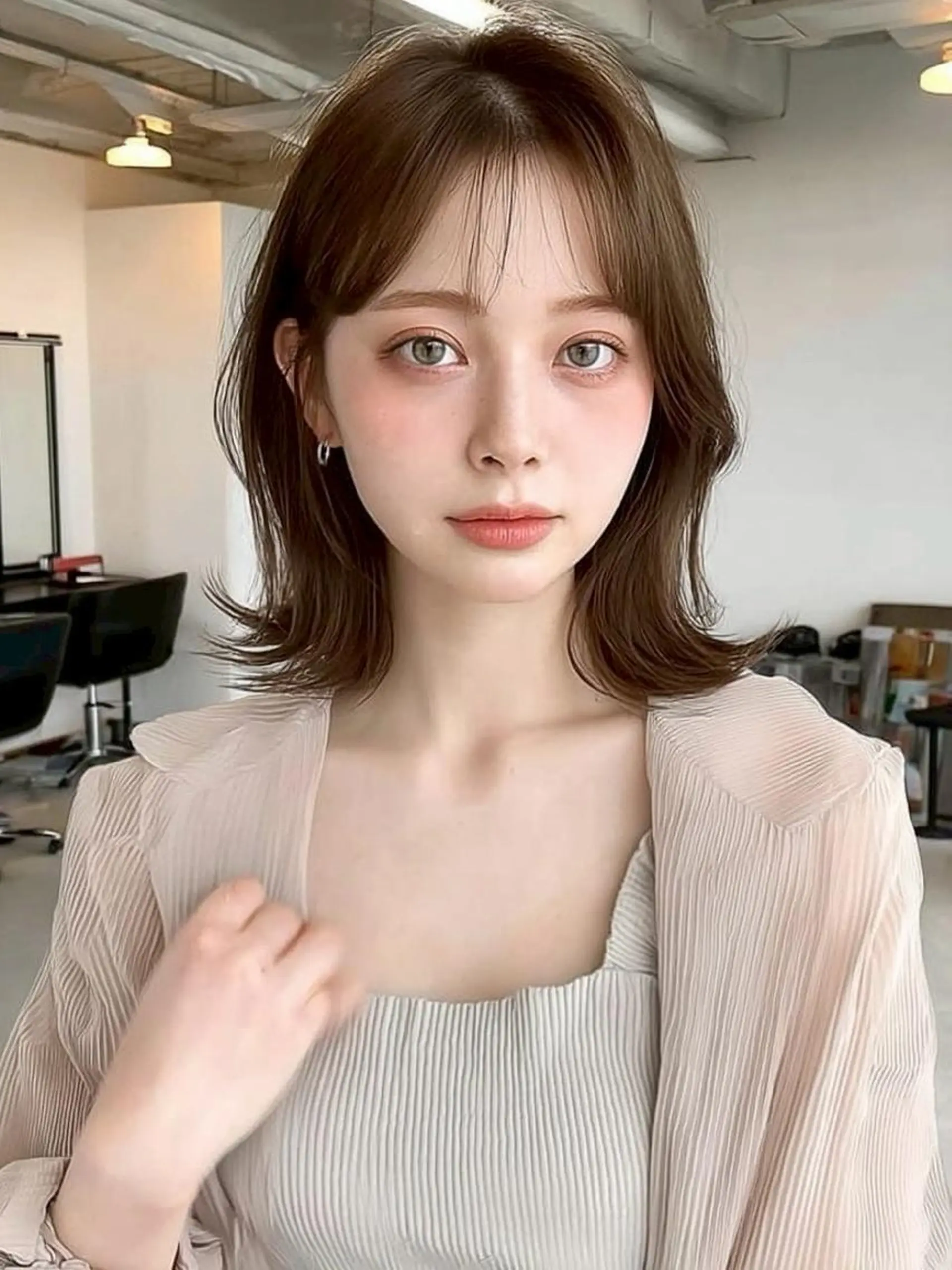 ミディアム 切りっぱなしボブ ショートボブ ボブ 髪質改善 縮毛矯正 カット ✨髪質改善ストレート ✨/ミヤビのヘアスタイル