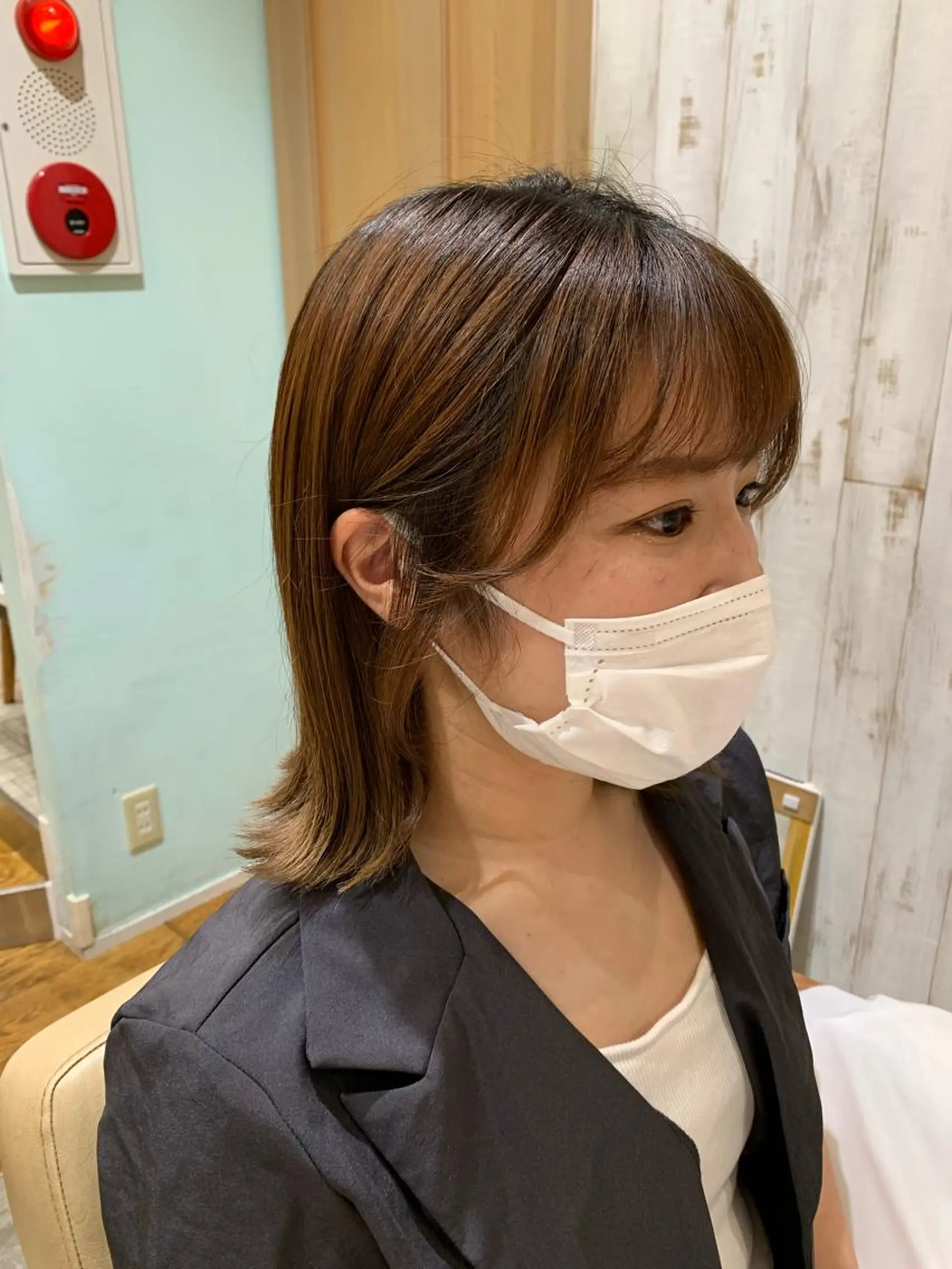 ミディアム サイドバング 小顔カット 森山 佳小里/カラー /似合わせカットのヘアスタイル