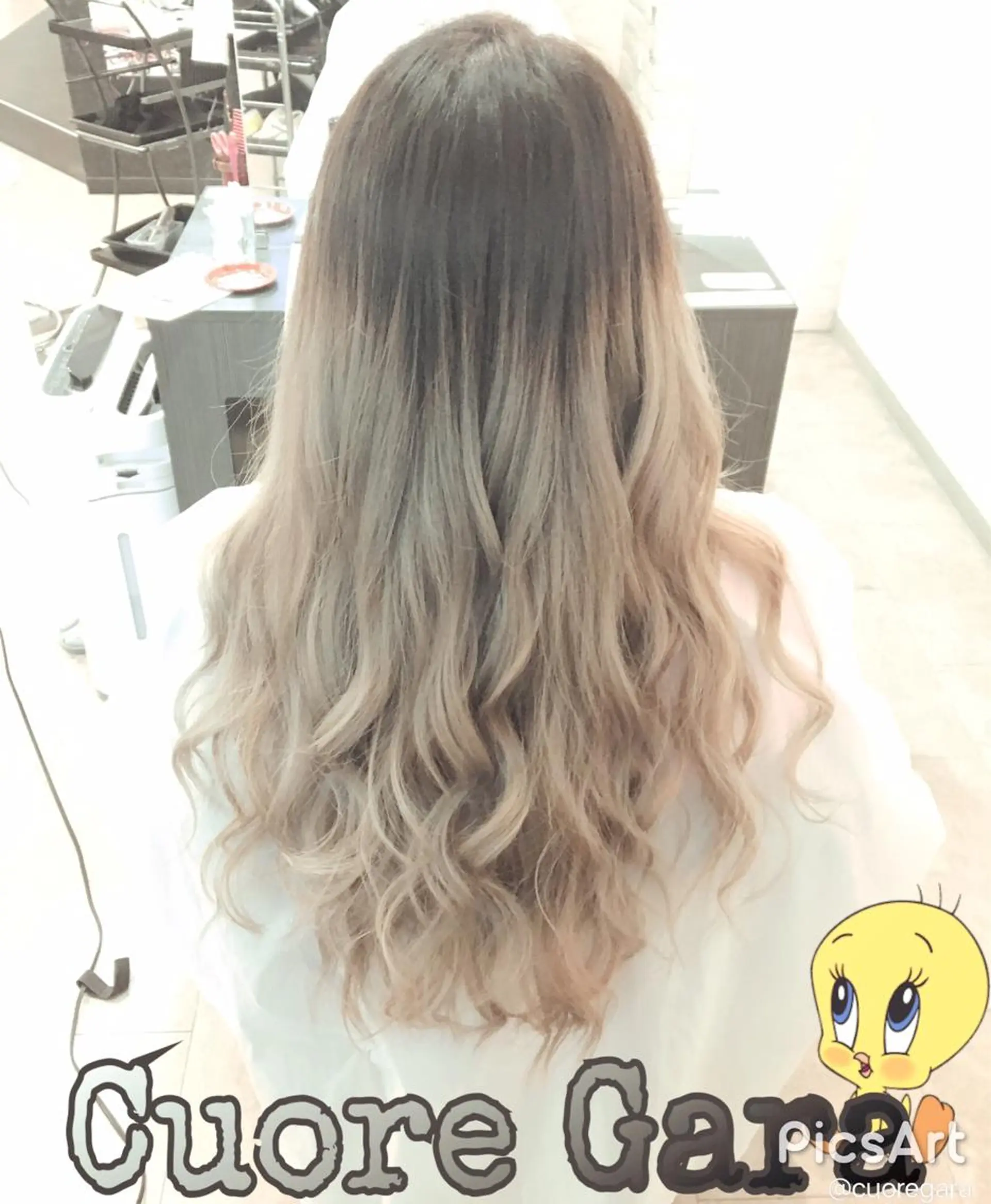 ロング カラー グラデーションカラー 💓シールエクステ for...のヘアスタイル