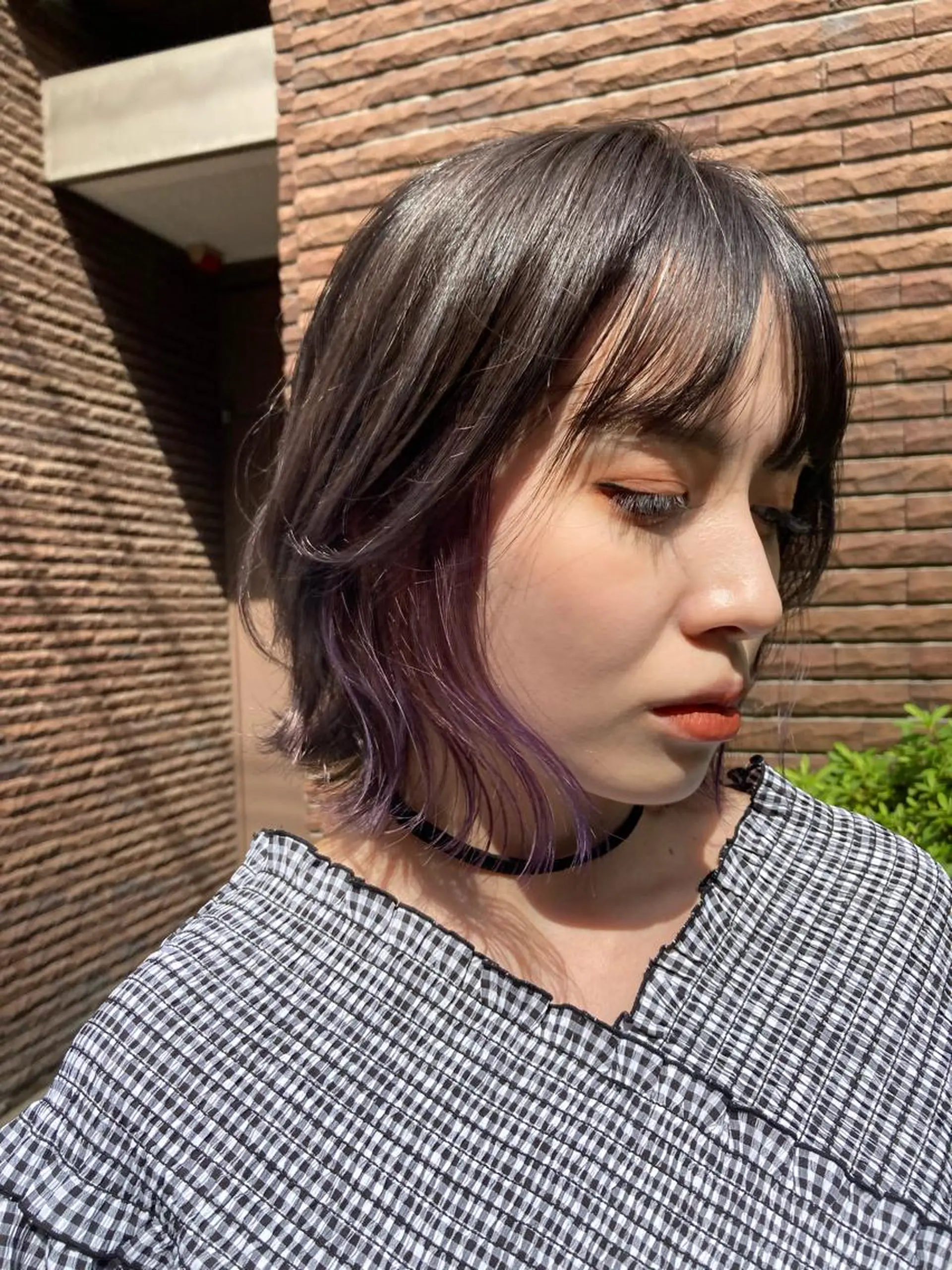 ショート カラー ヘアアレンジ イヤリングカラー パープルカラー ヘアカラー 🧶ブリーチカラー TERU🧶のヘアスタイル