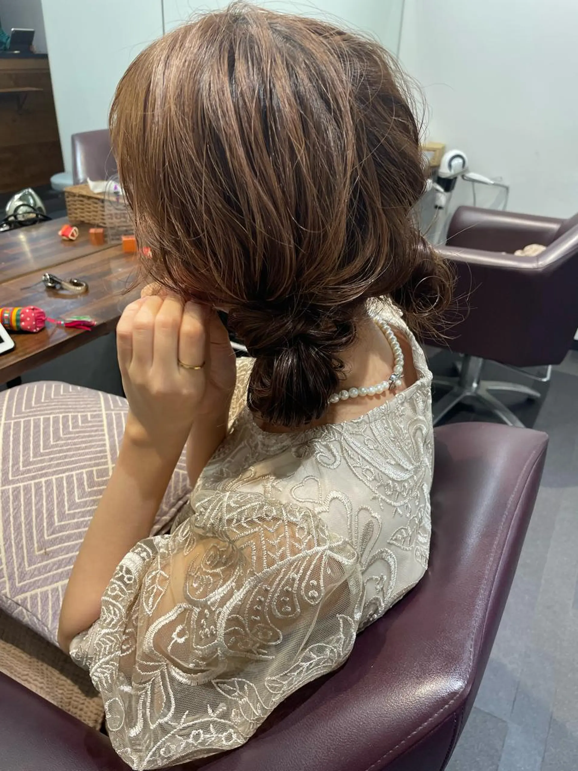 セミロング お団子ヘア Stir maison[ステアメゾン]所属・layer cut /MIKUのヘアスタイル