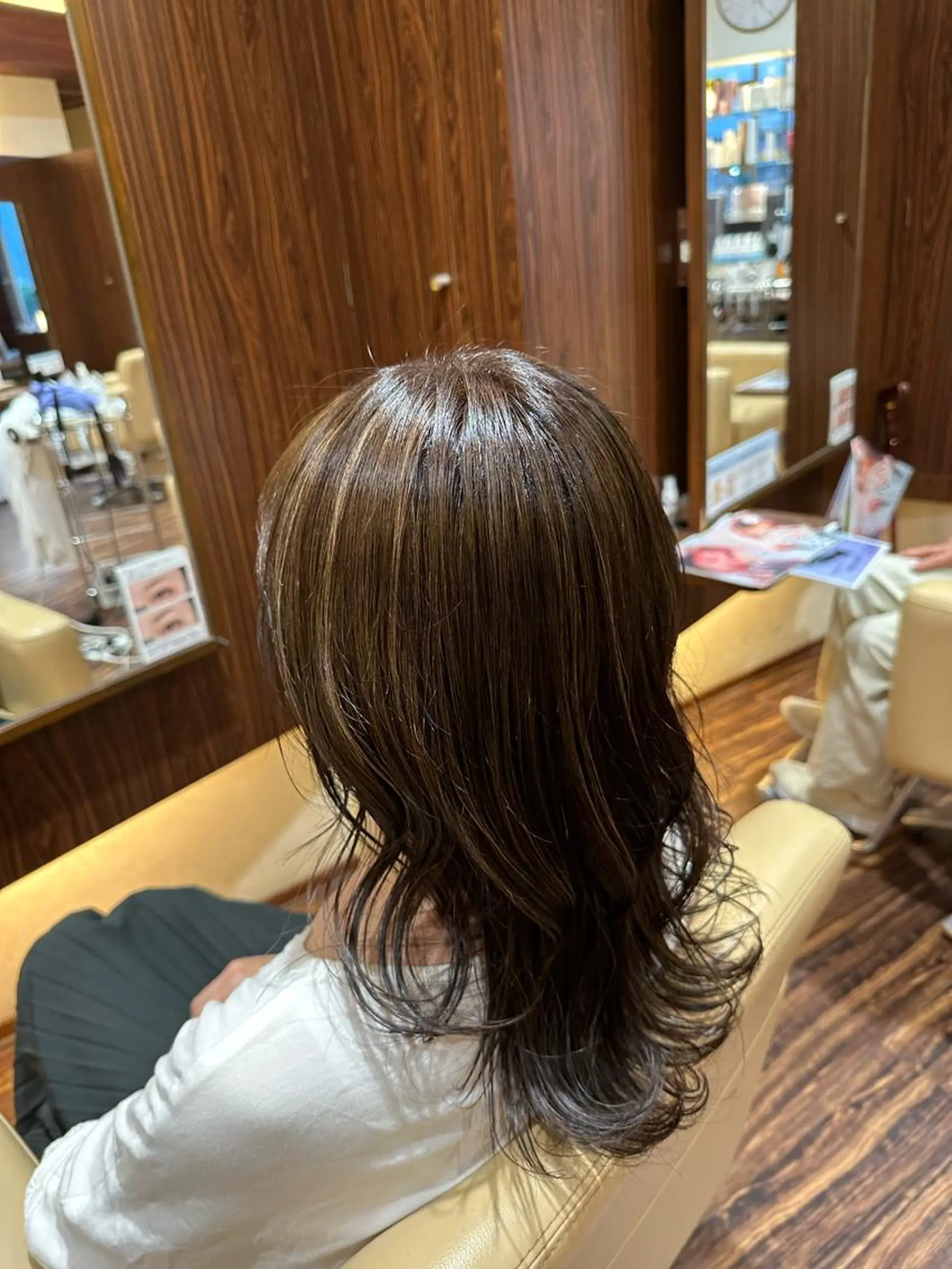 セミロング カラー ブリーチ ハイライトカラー ブリーチなしカラー ハイライト 金丸 尚五のヘアスタイル