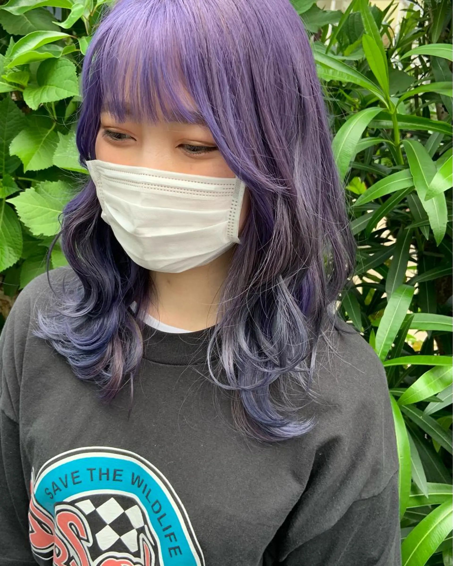 セミロング ヘアカラー エクステ ハイトーン 💭黒崎ハルカのヘアスタイル