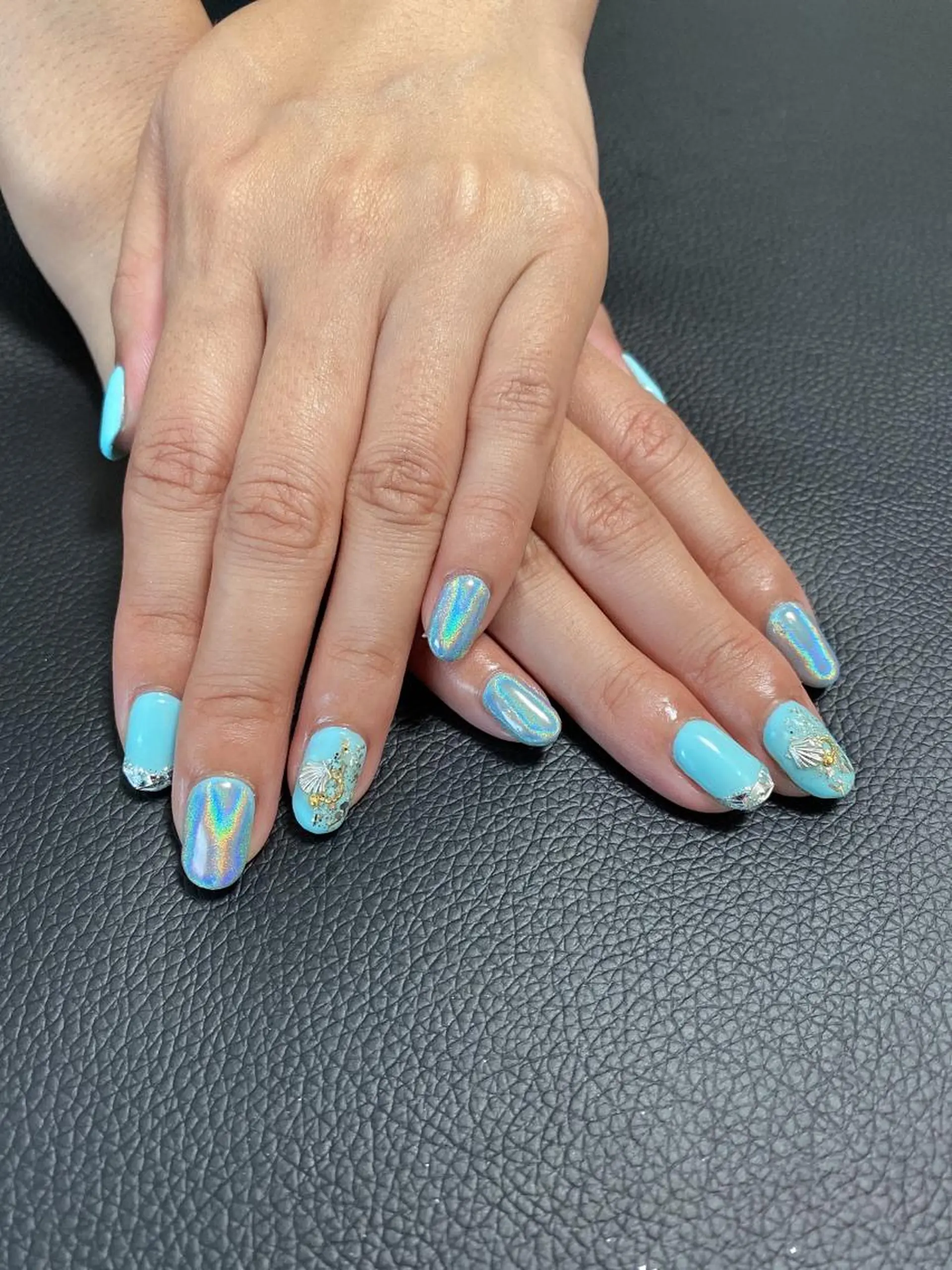 ネイル ブルー ハンドネイル フットネイル ハンドケア nail salon  AlgeTy所属・✴︎:.｡. MAKI.｡.:✴︎のネイルデザイン
