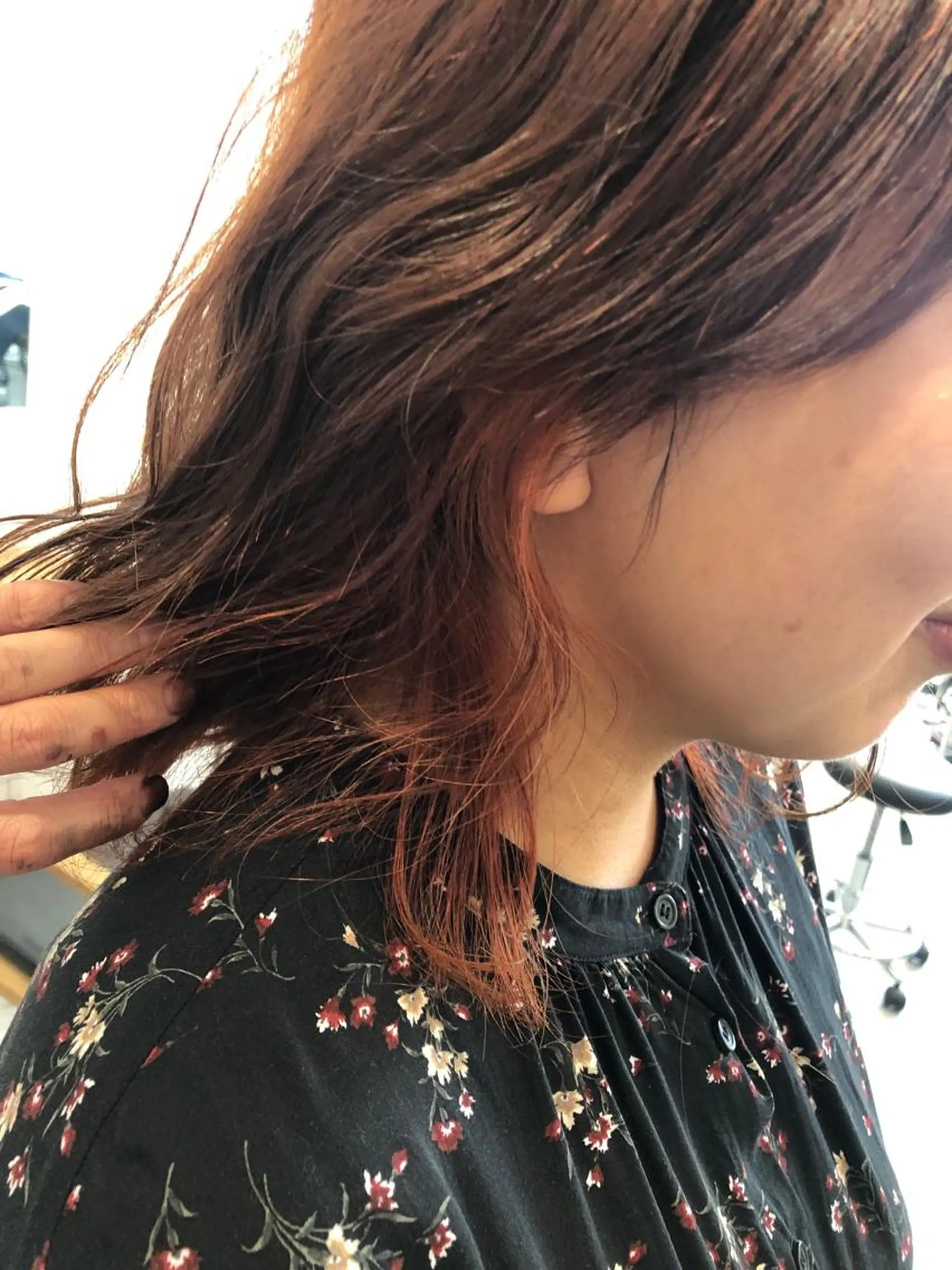 ミディアム カラー オレンジ カット ヘアカラー トリートメント JILBLAN京都 ショート/ハイライトのヘアスタイル