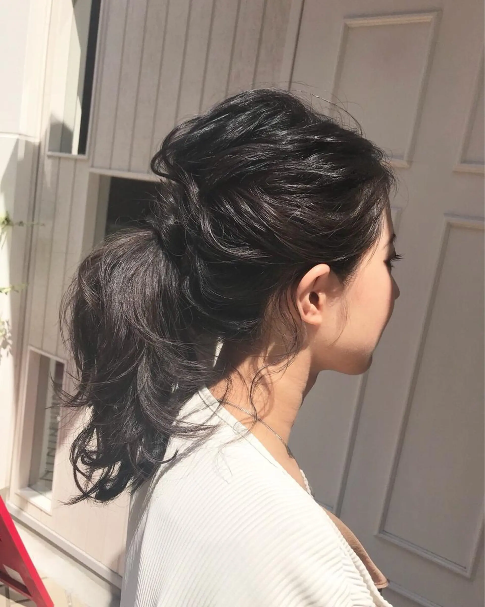 セミロング ヘアアレンジ ポニーテール 💈Blanco💈 カラー&ケア🌈のヘアスタイル