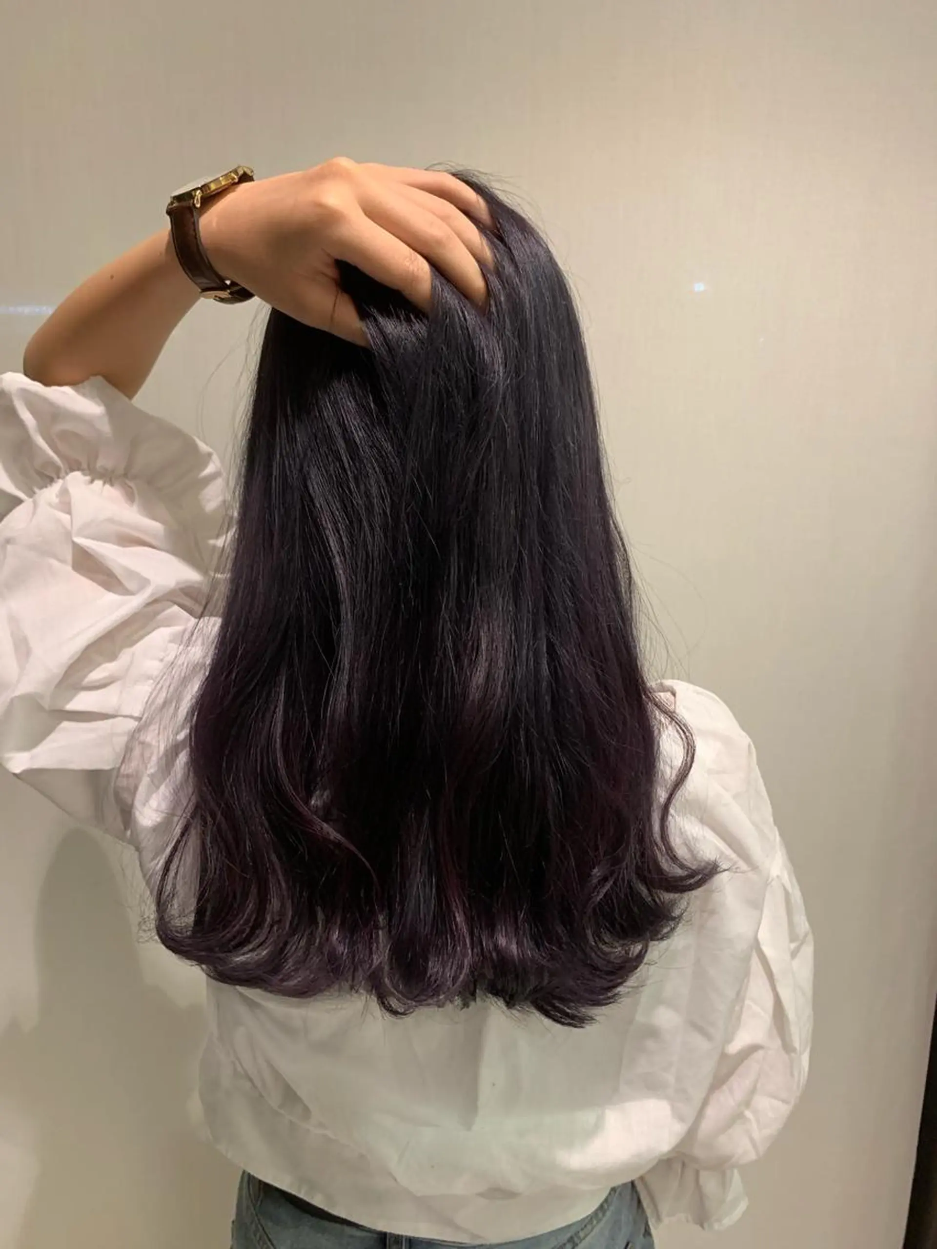 ロング カラー ヘアアレンジ アッシュ パープルカラー カット ヘアカラー トリートメント 坂井 水菜美のヘアスタイル