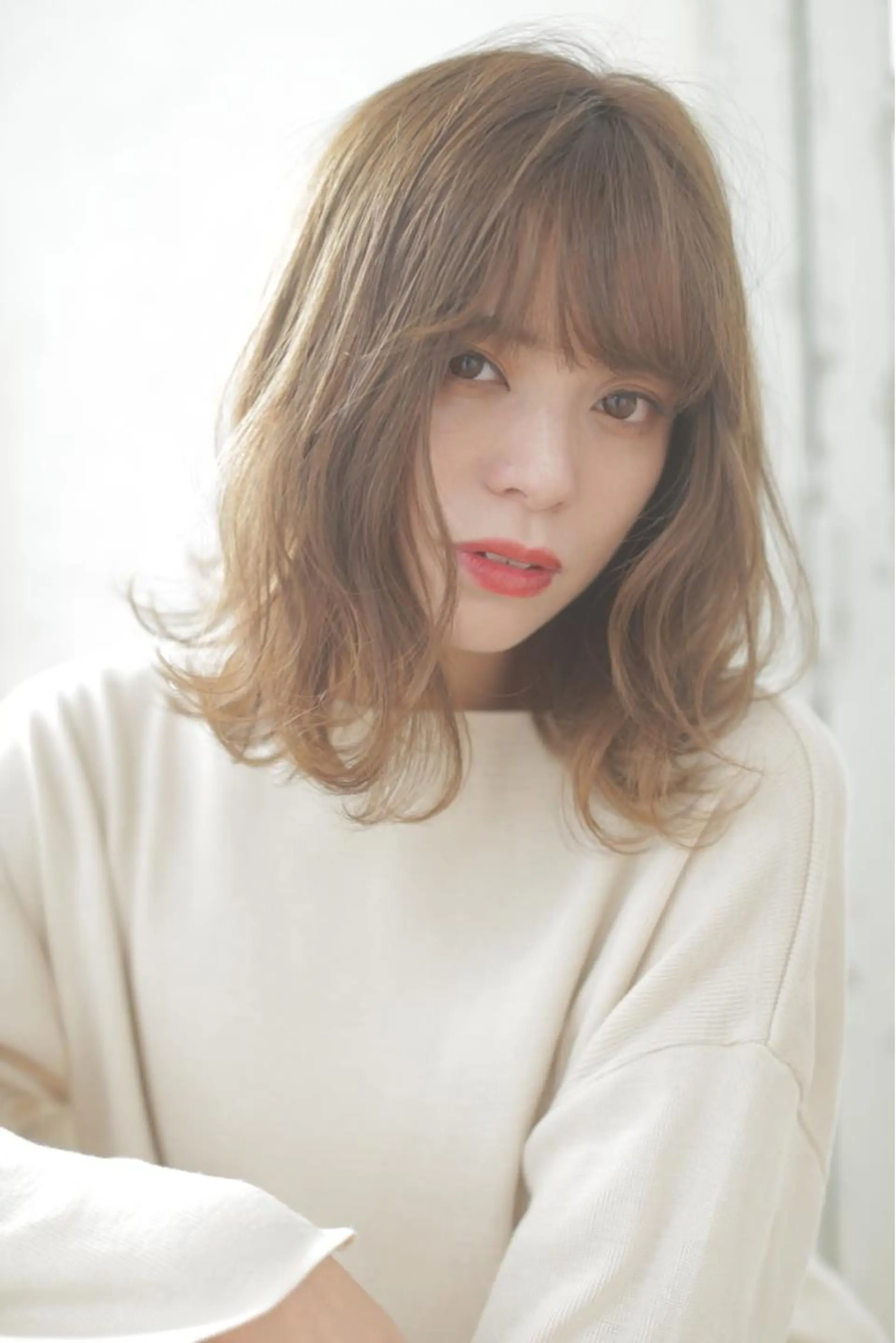 セミロング カラー ヘアアレンジ ベージュカラー ボブ Lee 甲子園のヘアスタイル
