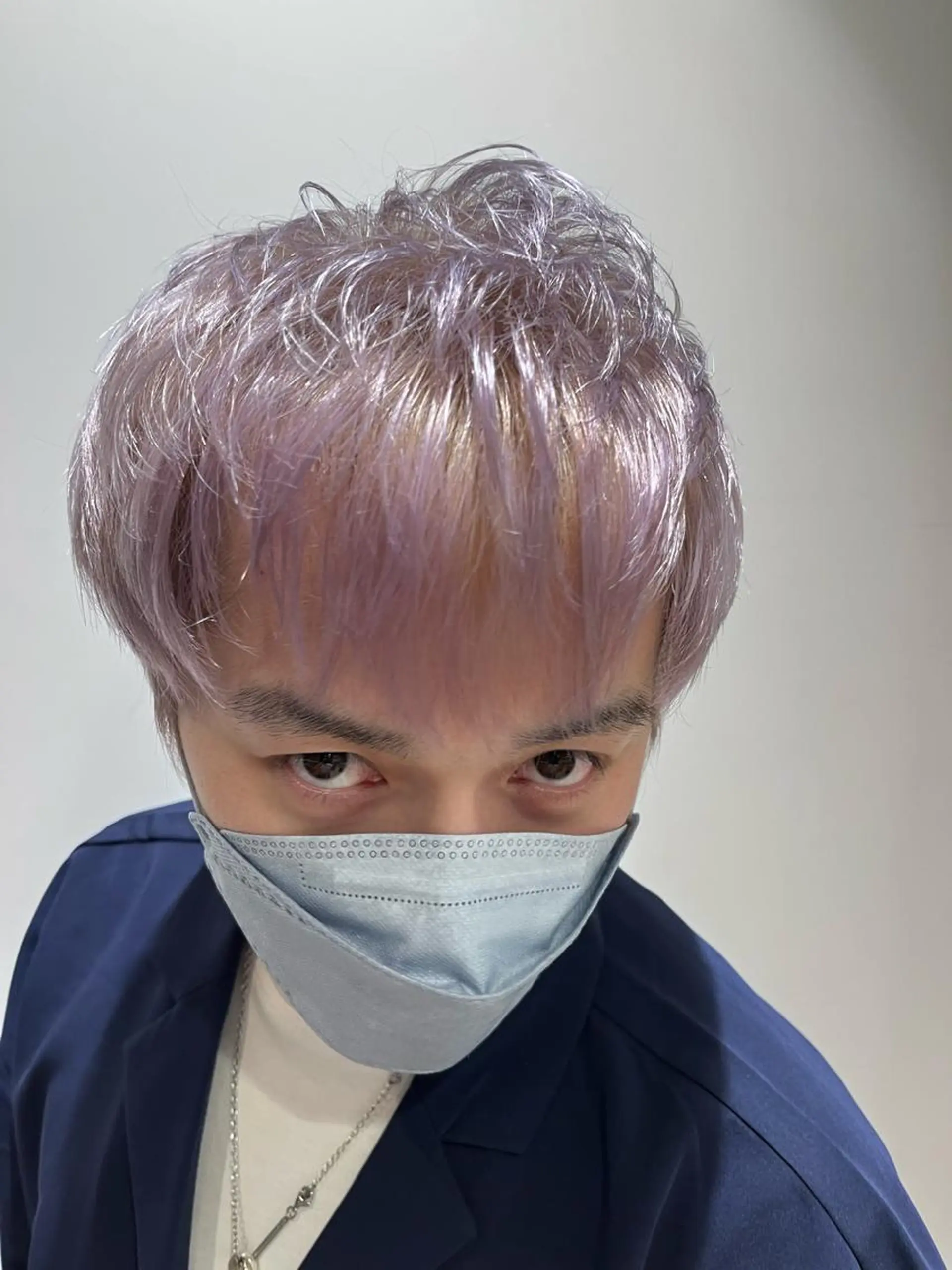 ショート カラー メンズ メンズブリーチ ブリーチ ラベンダーカラー dogstar小林諒 レイヤー/パーマのヘアスタイル