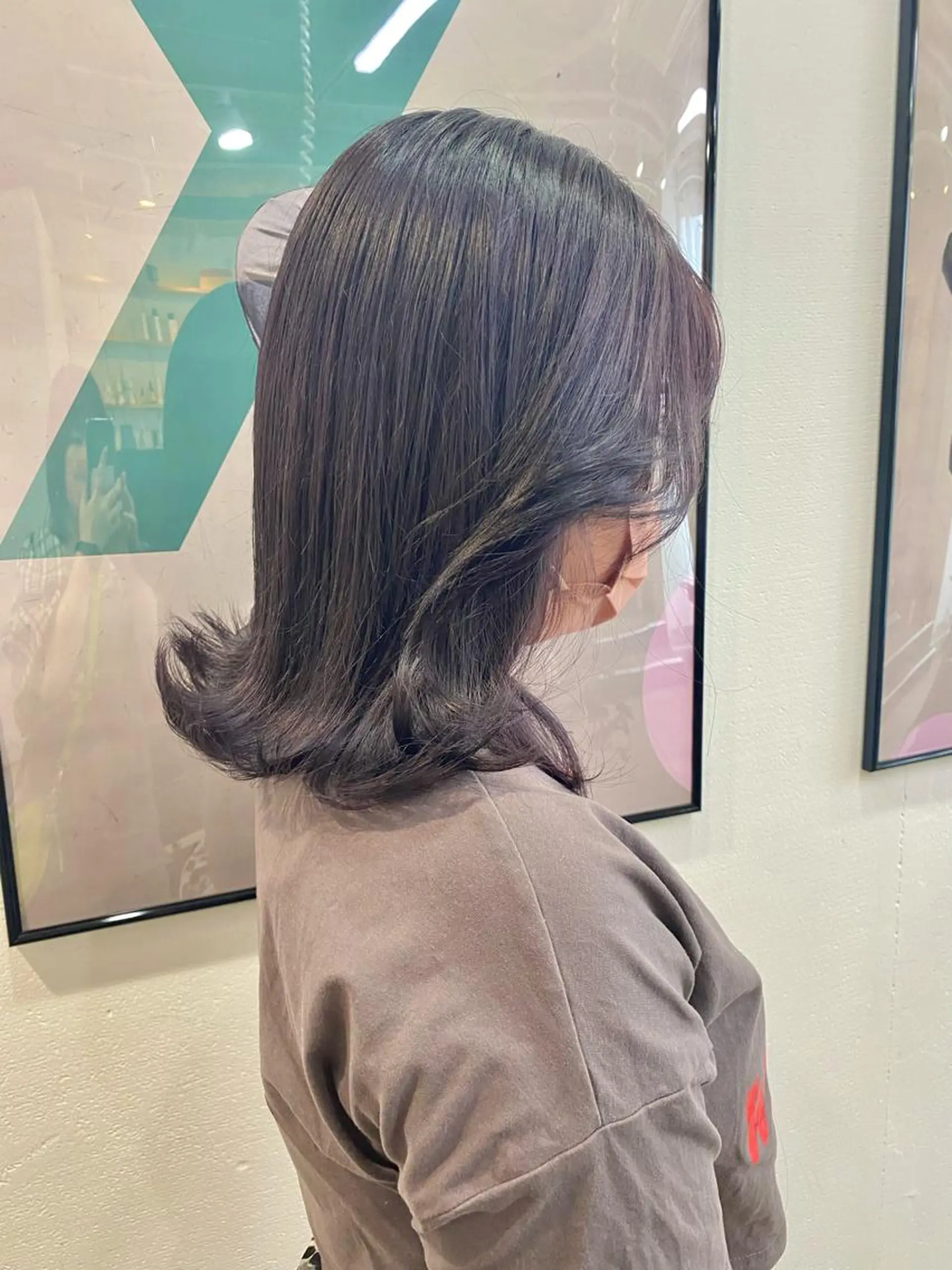 ミディアム カラー グレージュ ラベンダーカラー ラベンダーグレージュ ラベンダーグレー ヘアカラー 暖色カラー/天神/ ヘイマサクラのヘアスタイル