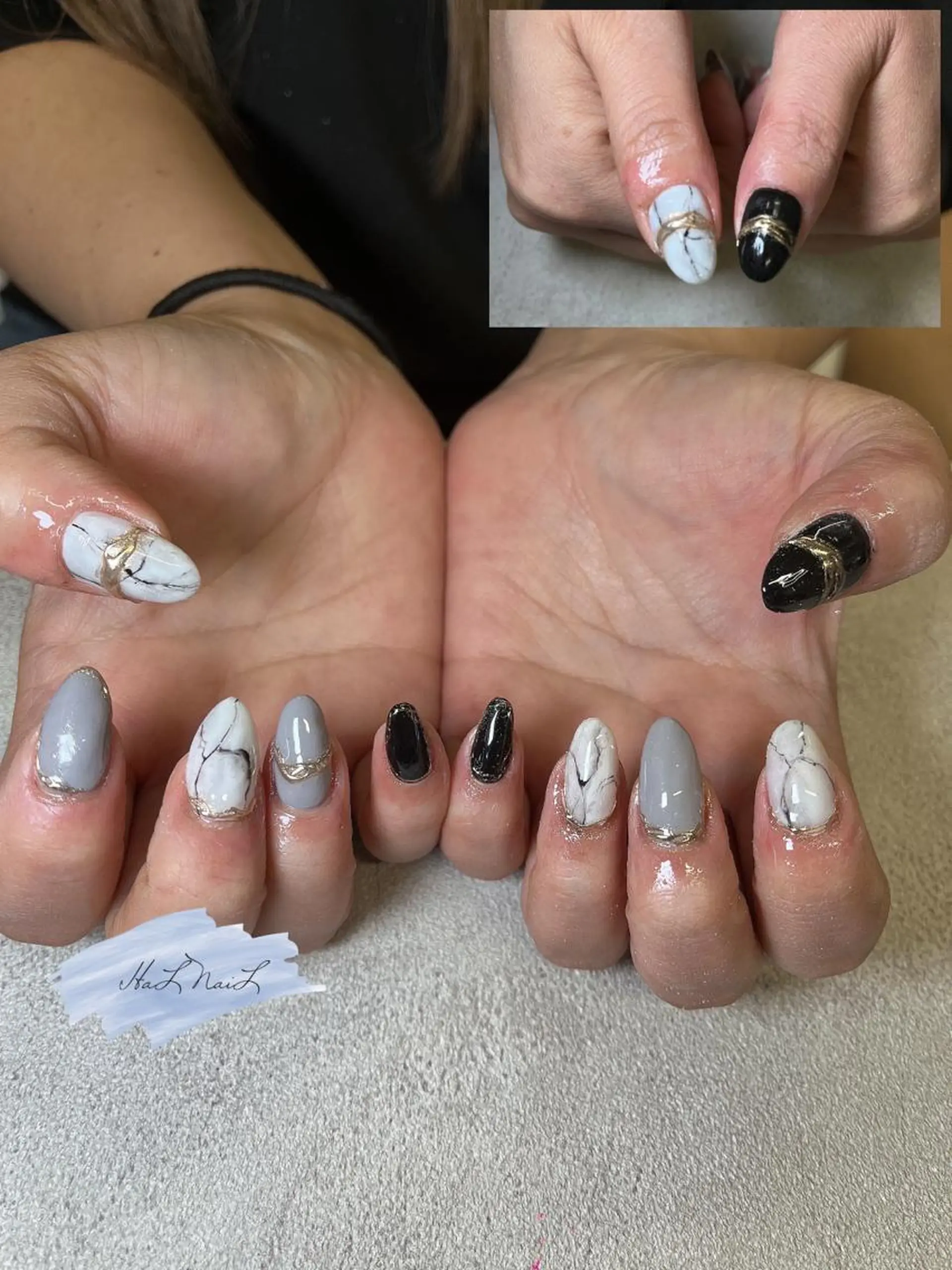ネイル 大理石ネイル(マーブル) ハンドネイル HaL NaiLのネイルデザイン