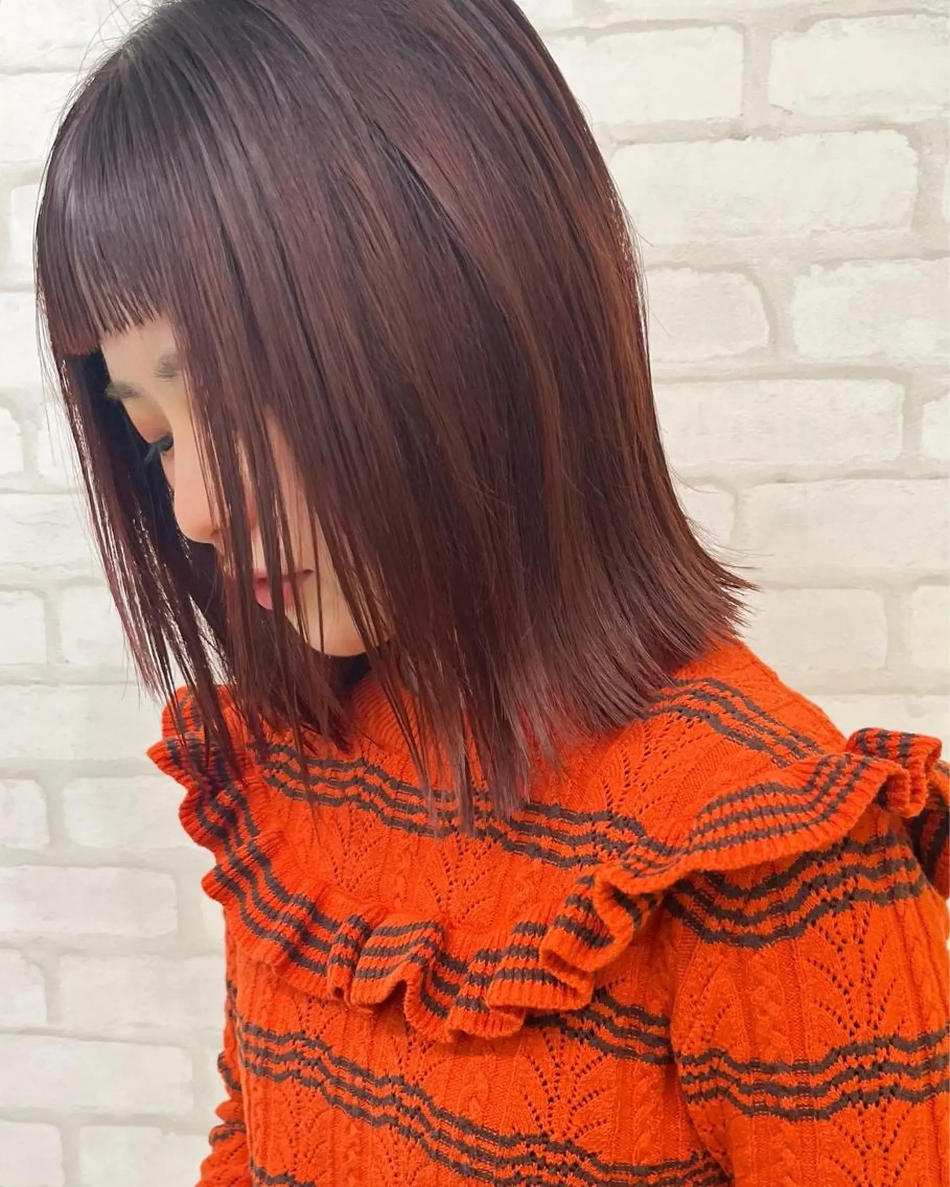 ミディアム カラー カット ヘアカラー トリートメント abilita AZUSAのヘアスタイル