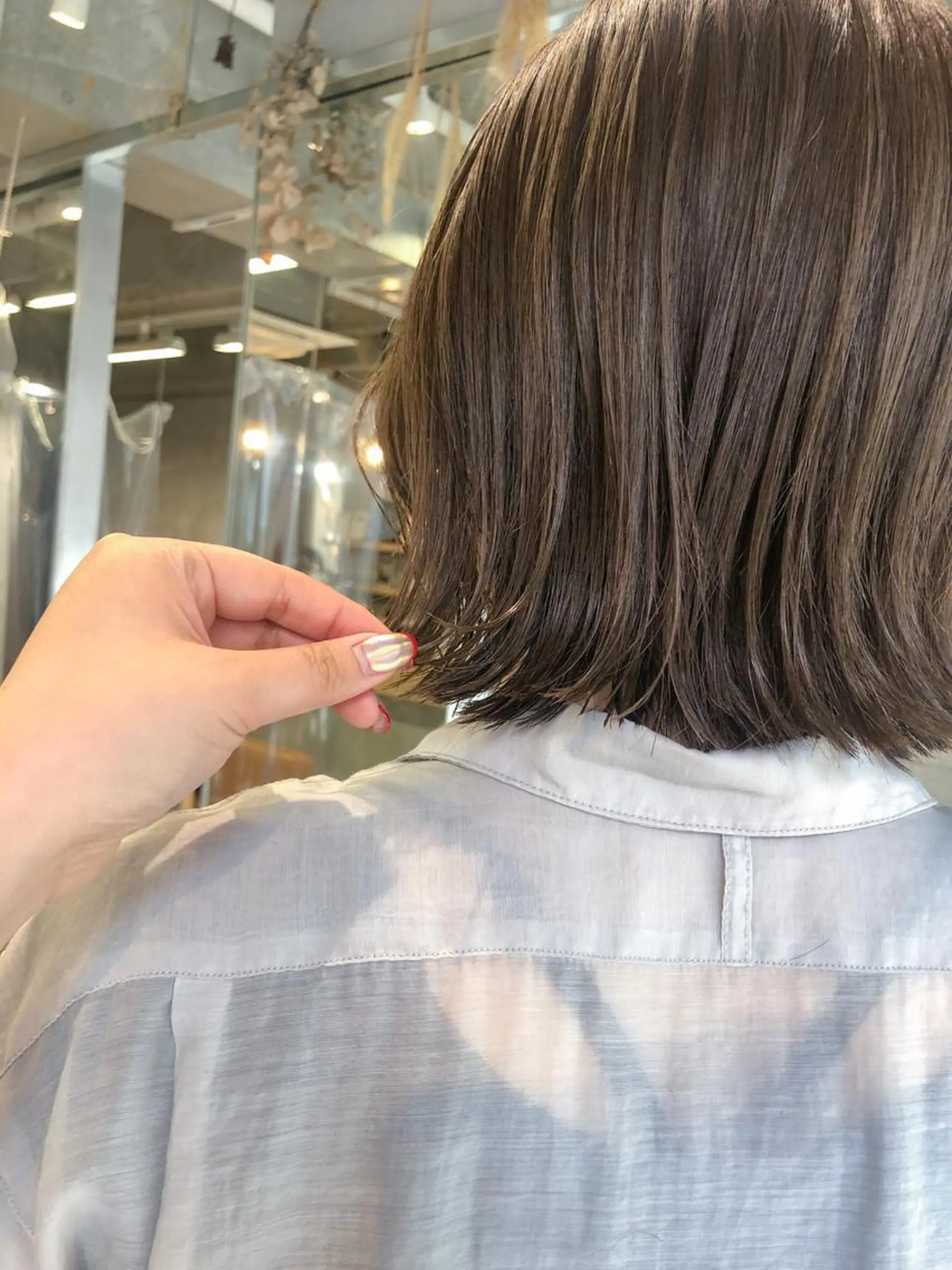 ミディアム カラー ヘアアレンジ 透明感カラー ラベンダーカラー rii-🩰 トレンド韓国ヘアのヘアスタイル
