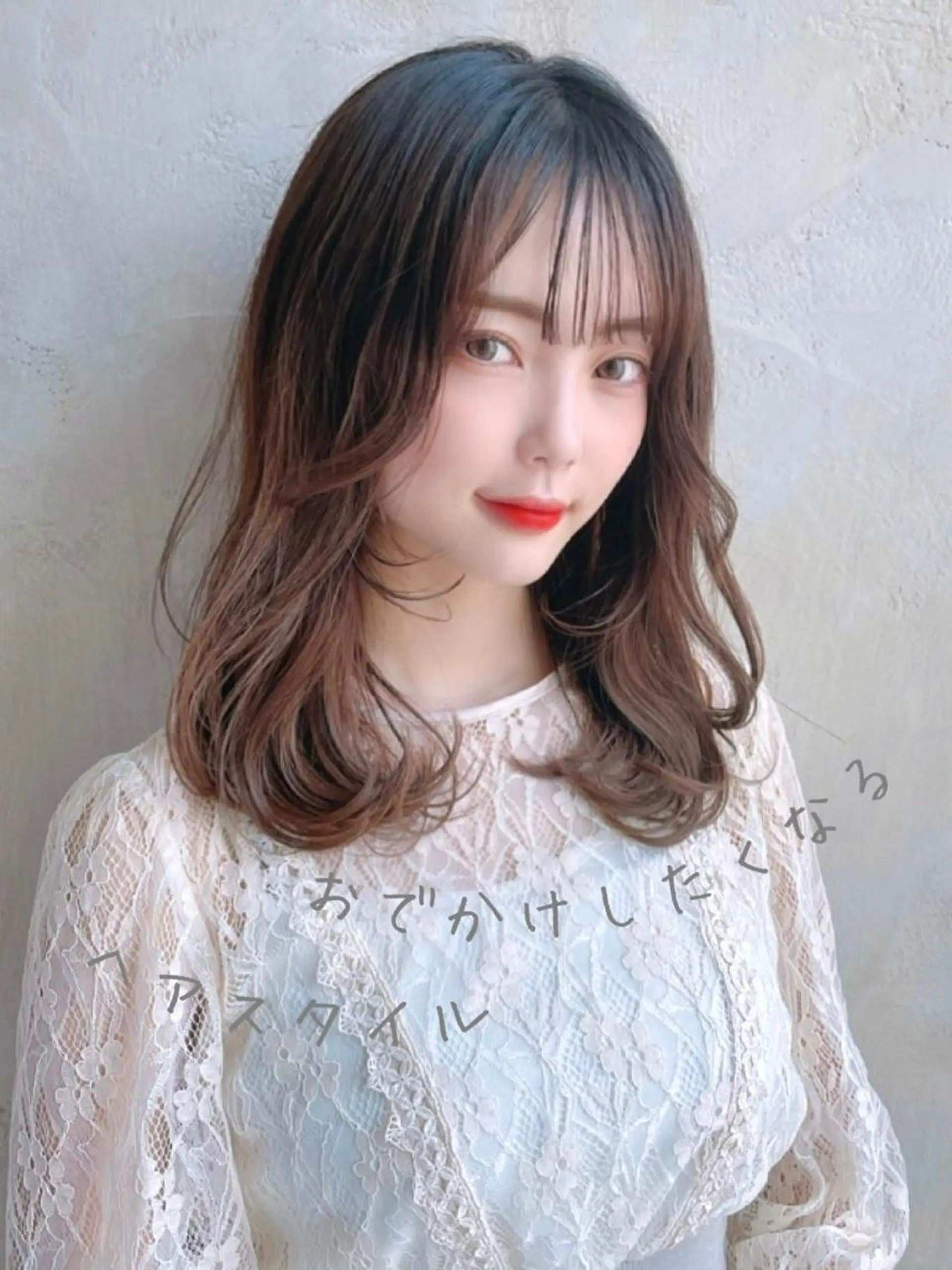 ミディアム カラー パーマ ヘアアレンジ 顔周りカット 韓国風ヘア レイヤーカット 似合わせカット 小顔カット CHIHIRO🤍 色っぽ韓国ヘアのヘアスタイル