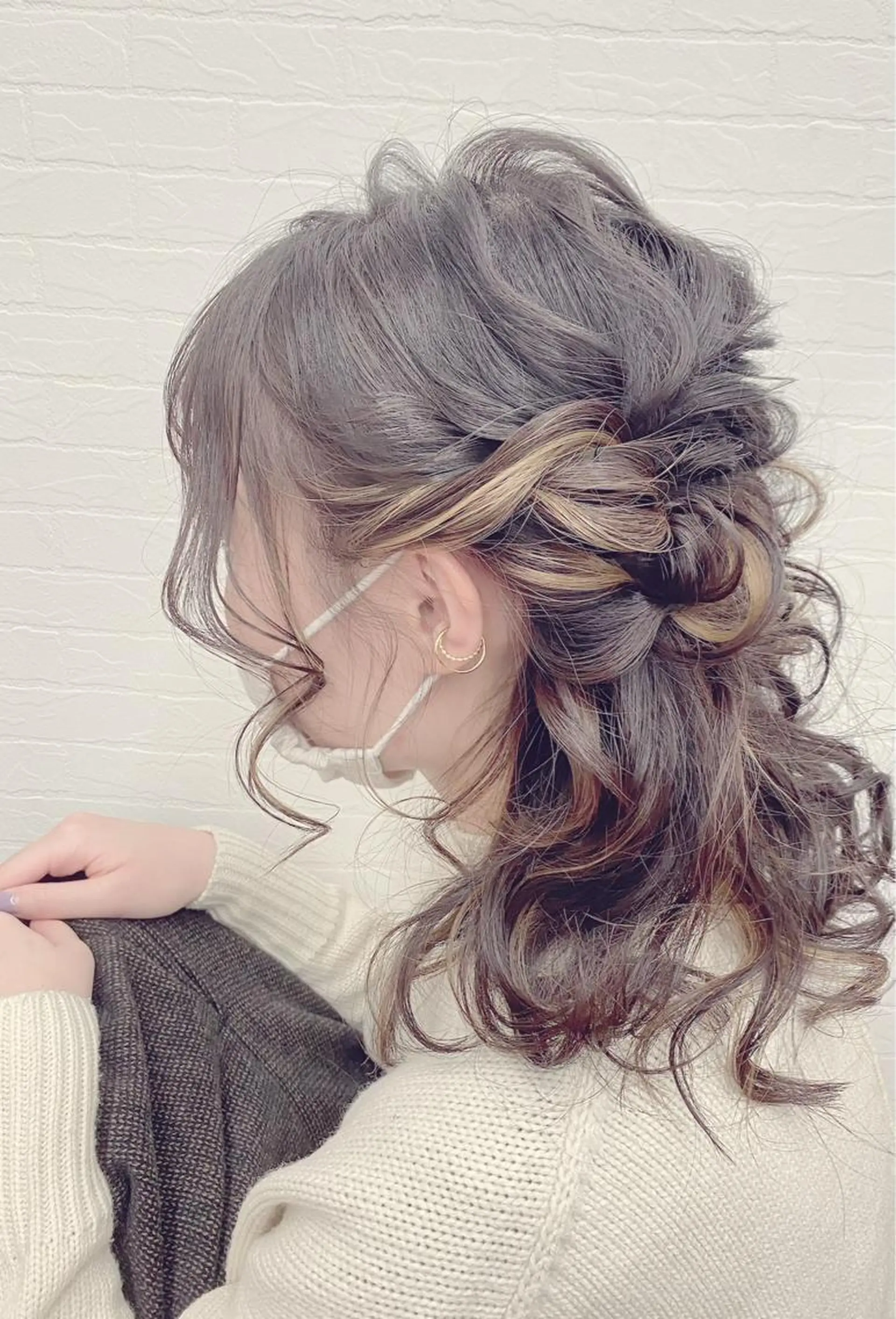 セミロング ヘアアレンジ ハーフアップ ヘアセット GRANLUSSO 〜グランルッソ駅前店所属・木口 嘉美のヘアスタイル