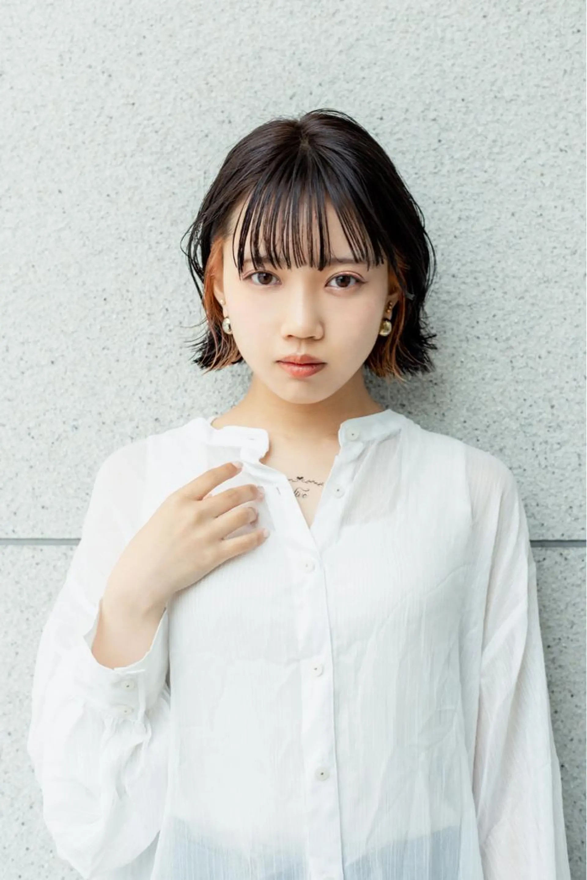 ショート アッシュ ボブ くびれヘア ハイライト レイヤーカット 透明感／髪質改善 遠藤良祈のヘアスタイル