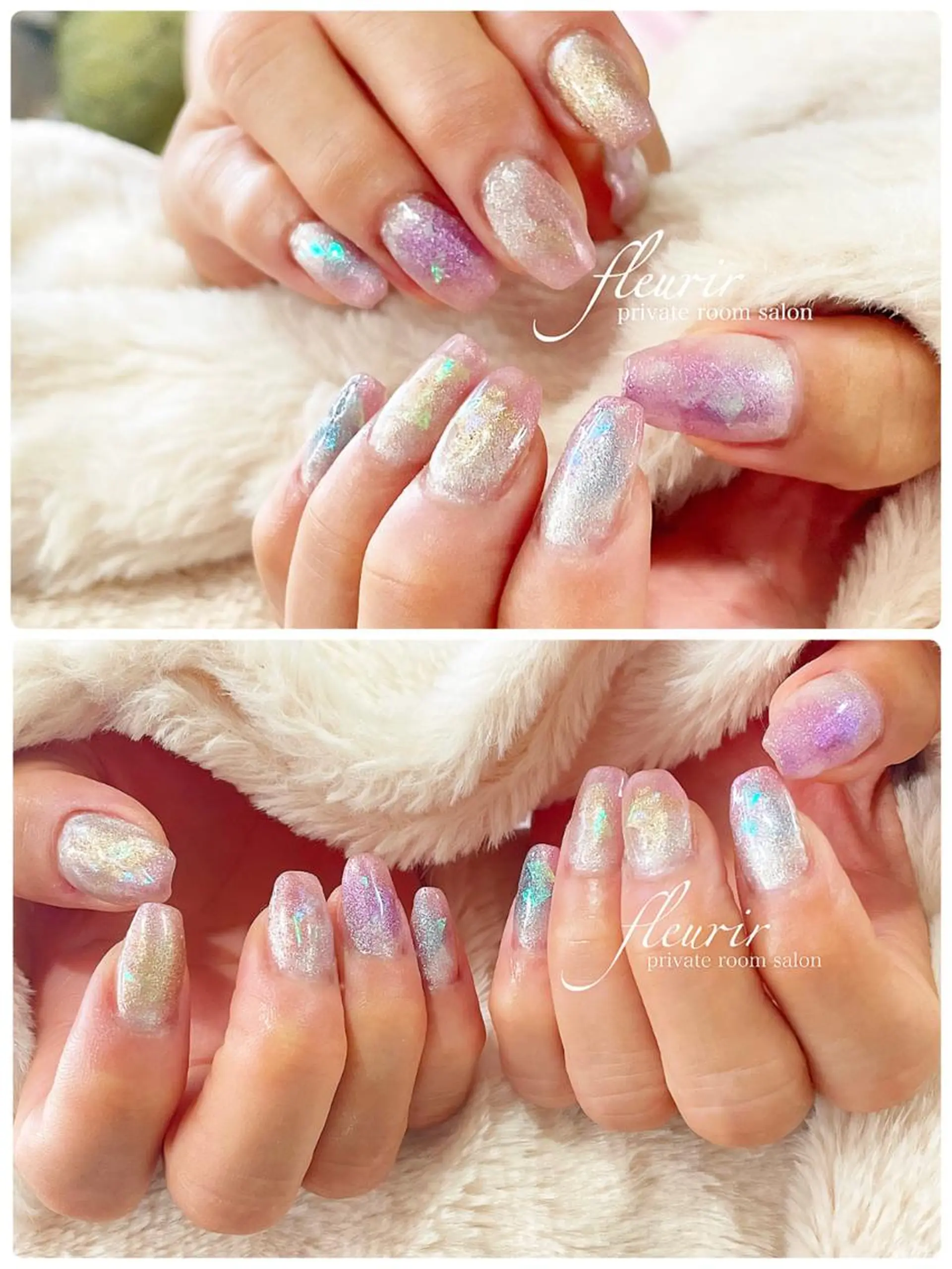 ネイル グラデーション ラメ(グリッター) フルリール 【プライベートサロンのネイルデザイン