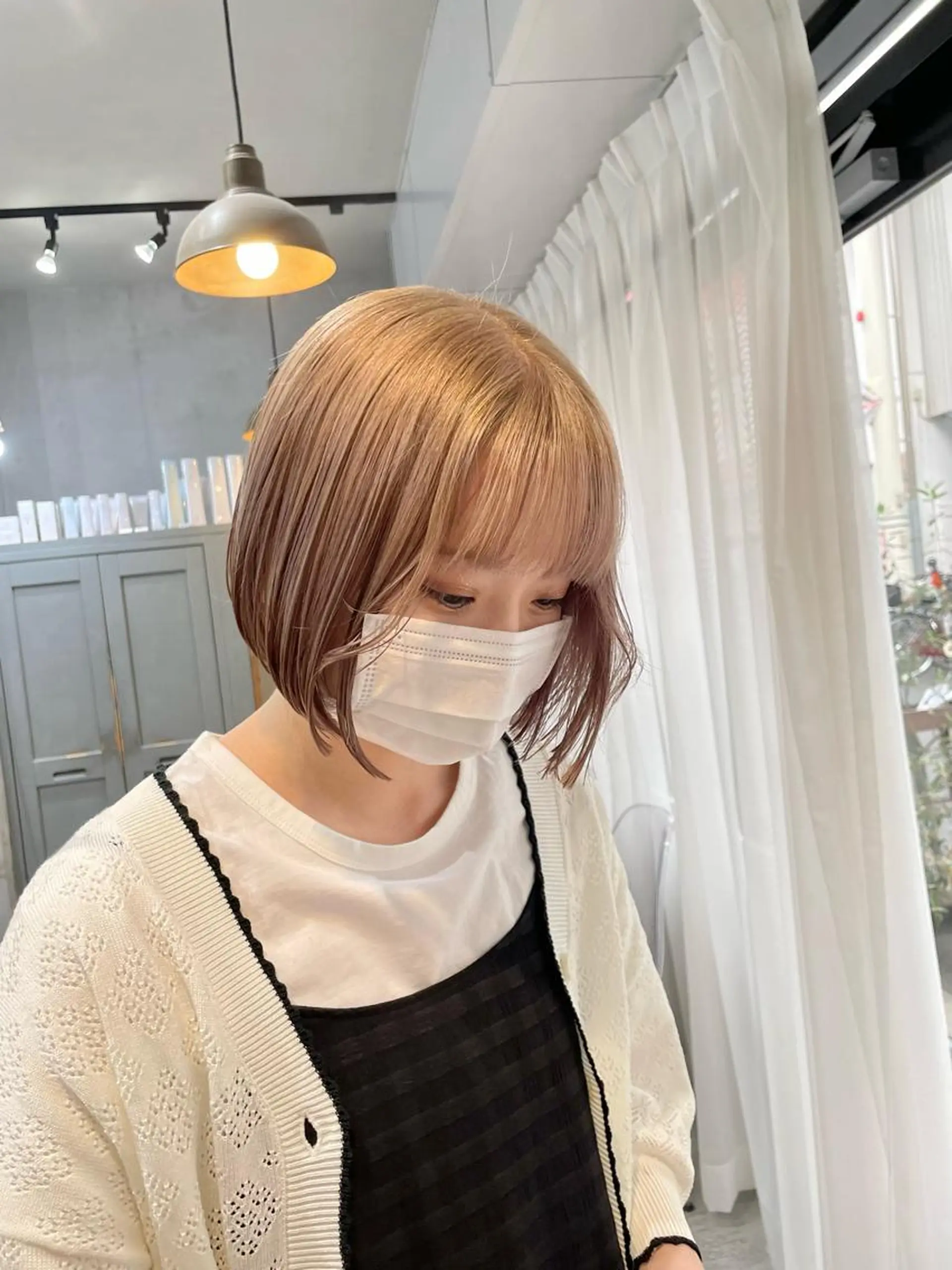 ミディアム カラー ベージュカラー ミルクティーベージュ ヘアカラー トリートメント 才下 ゆいのヘアスタイル