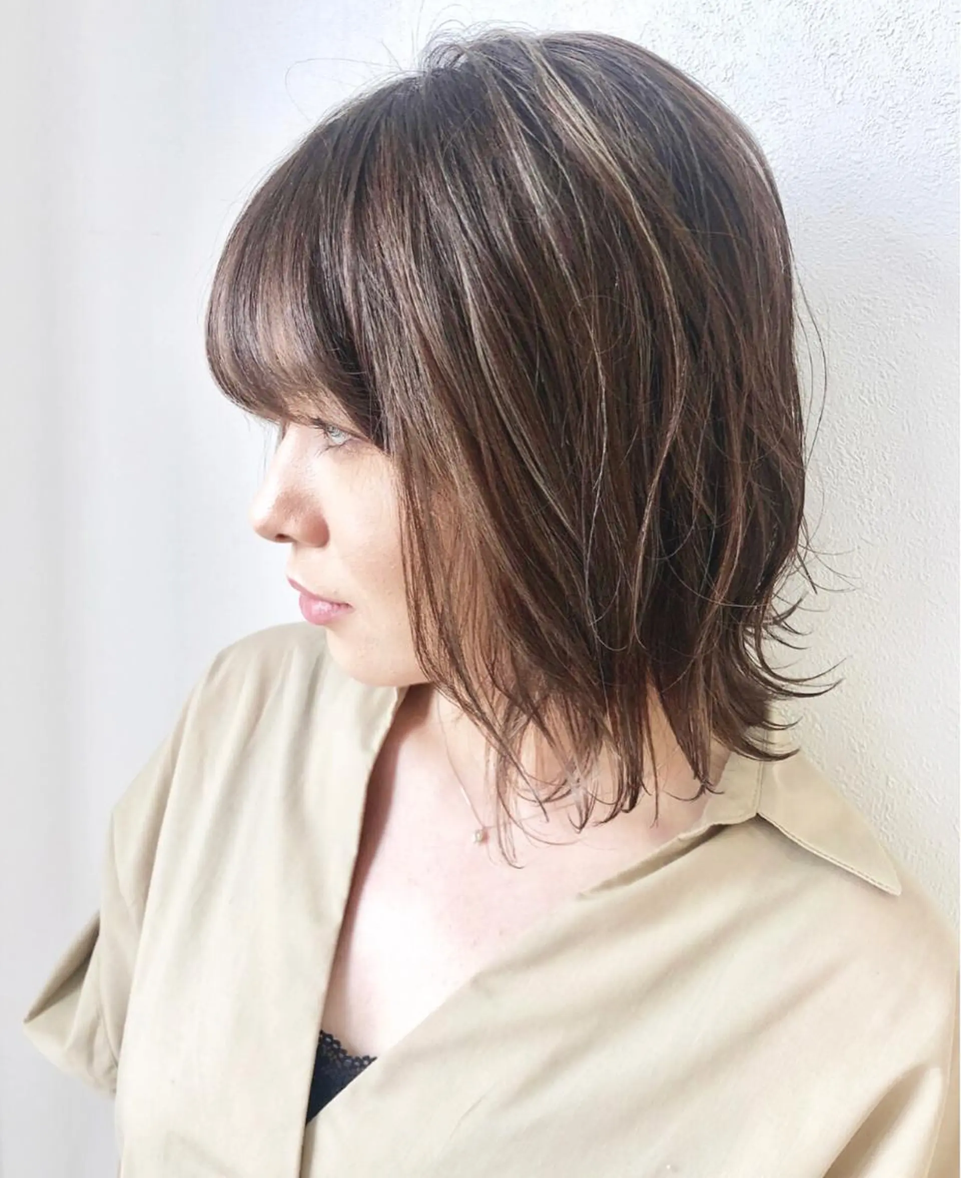 ミディアム カラー ハイライトカラー ハイライト 岩田 萌那のヘアスタイル