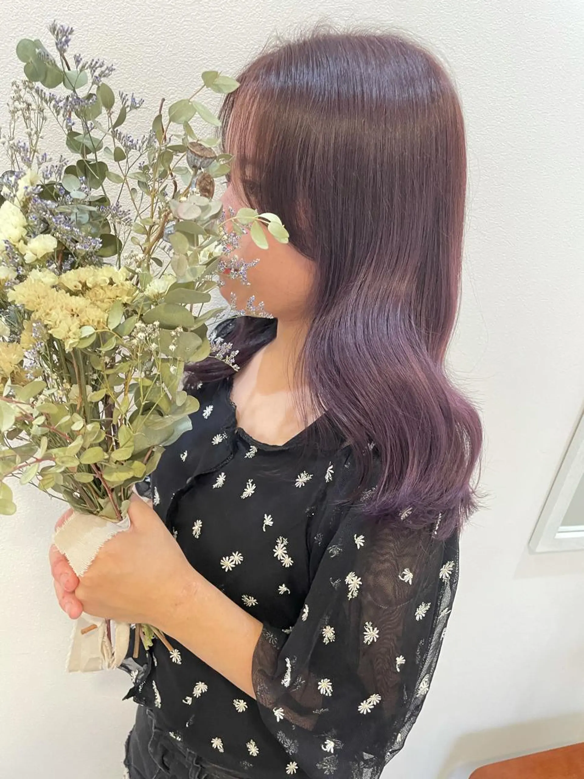 ミディアム カラー ヘアカラー 縮毛矯正×韓国ヘア ×髪質改善×レイヤーのヘアスタイル