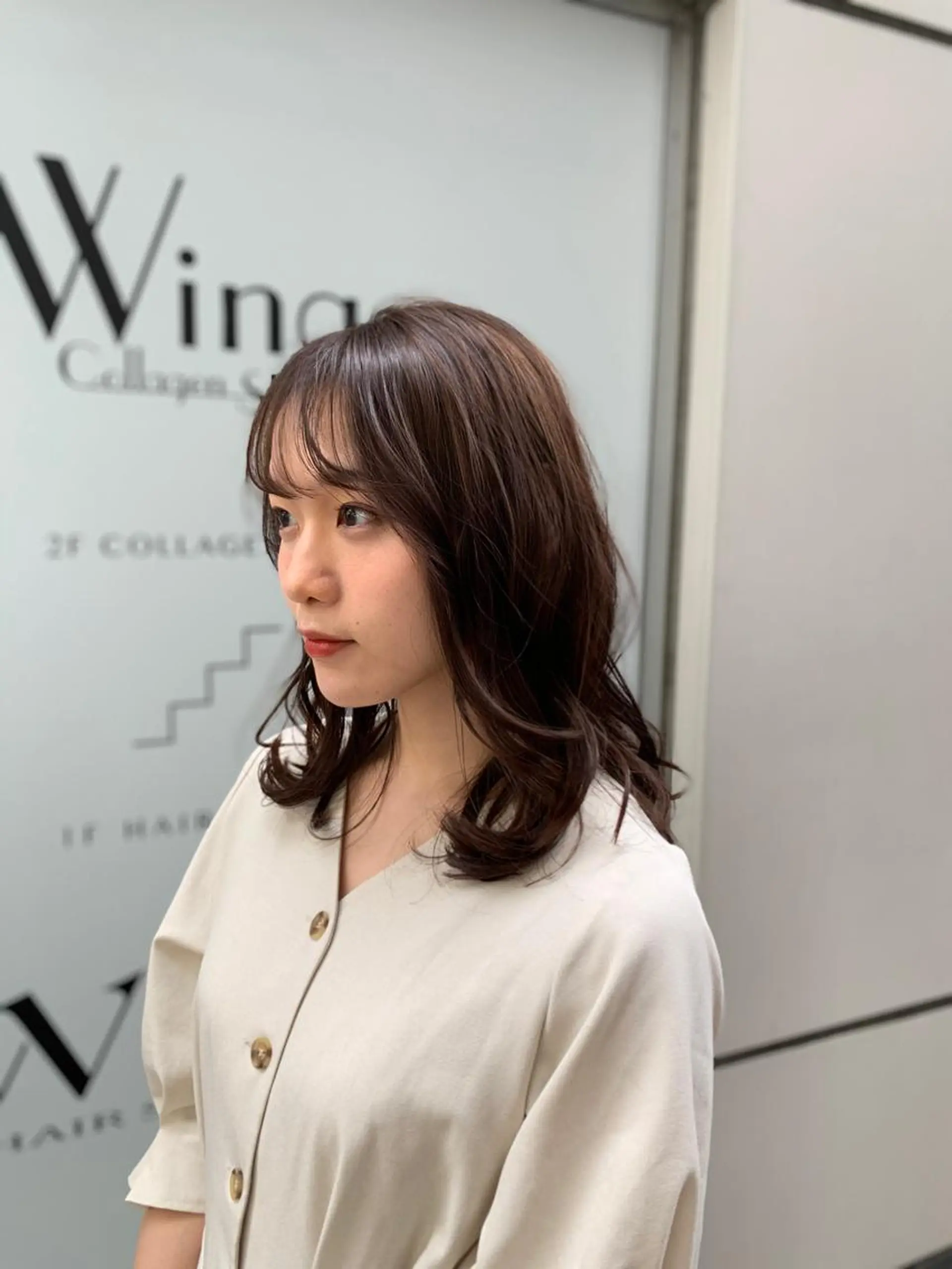 セミロング カラー ピンクカラー カット ヘアカラー トリートメント 中村 研介のヘアスタイル