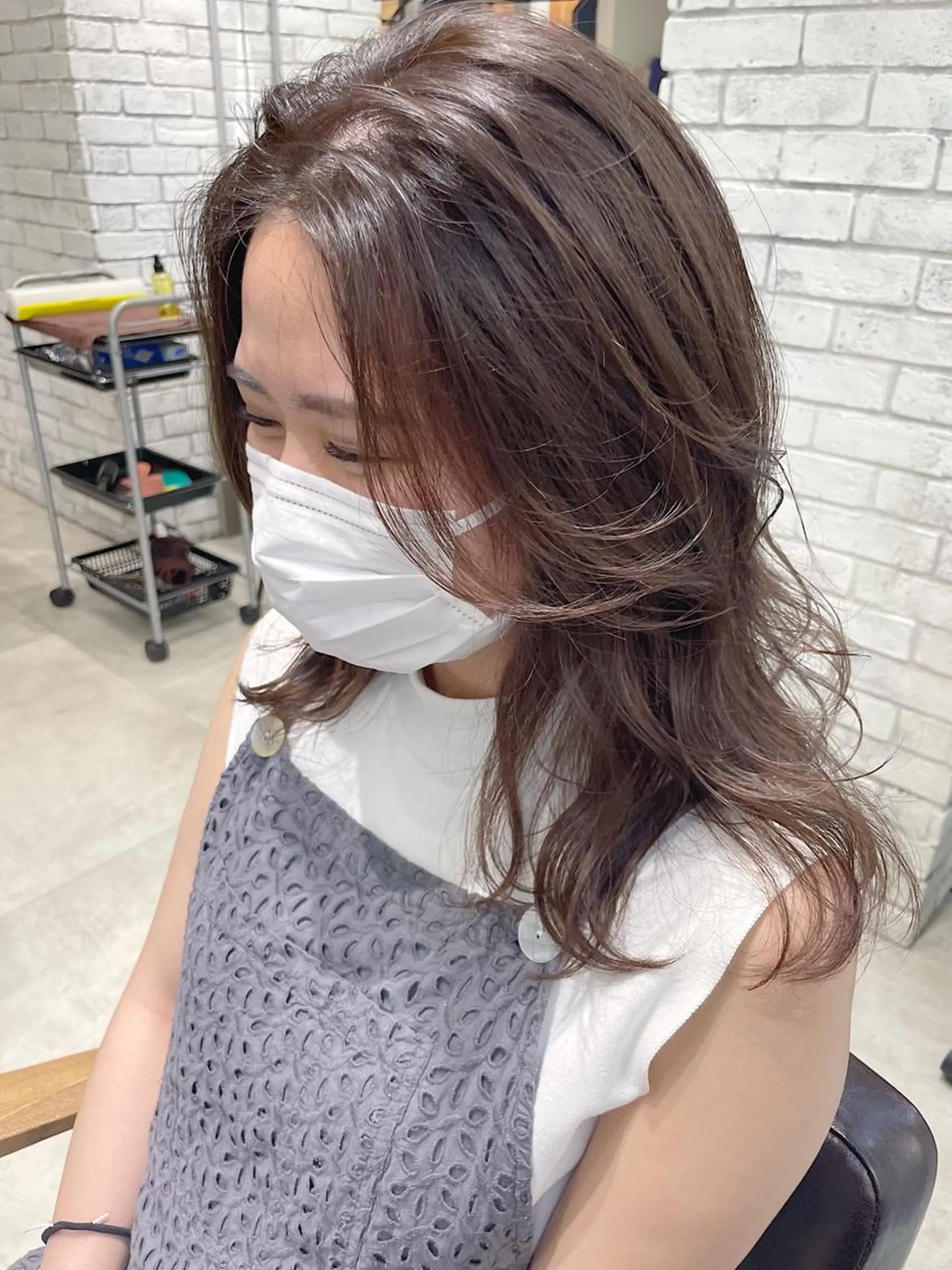 セミロング カラー アディクシーカラー グレージュ ラベンダーカラー ラベンダーグレージュ ラベンダーグレー カット ヘアカラー トリートメント 🌿ニュアンスヘア 🌿福田沙也加のヘアスタイル