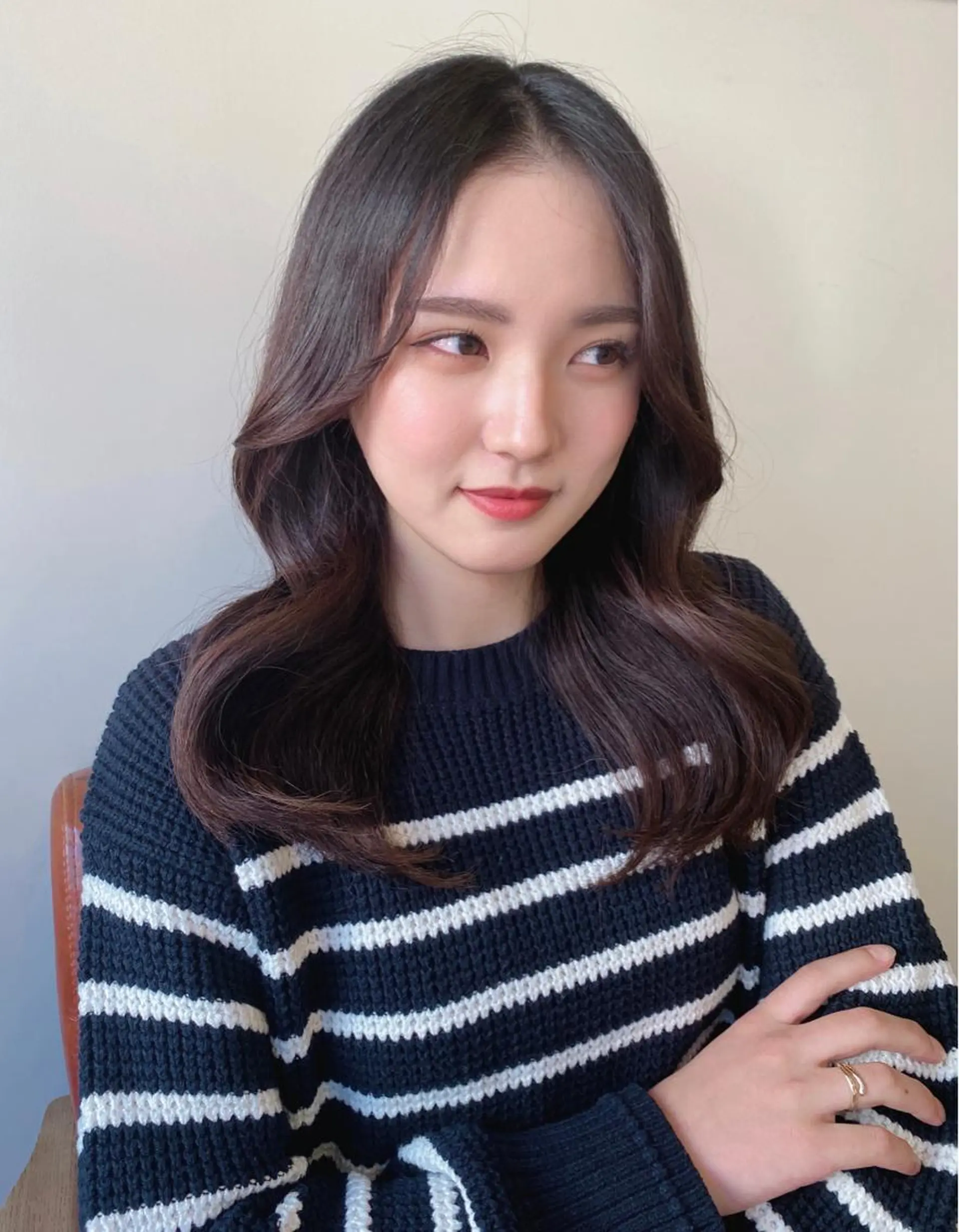 セミロング 顔周りカット 【艶ヘア】 どうまえのヘアスタイル