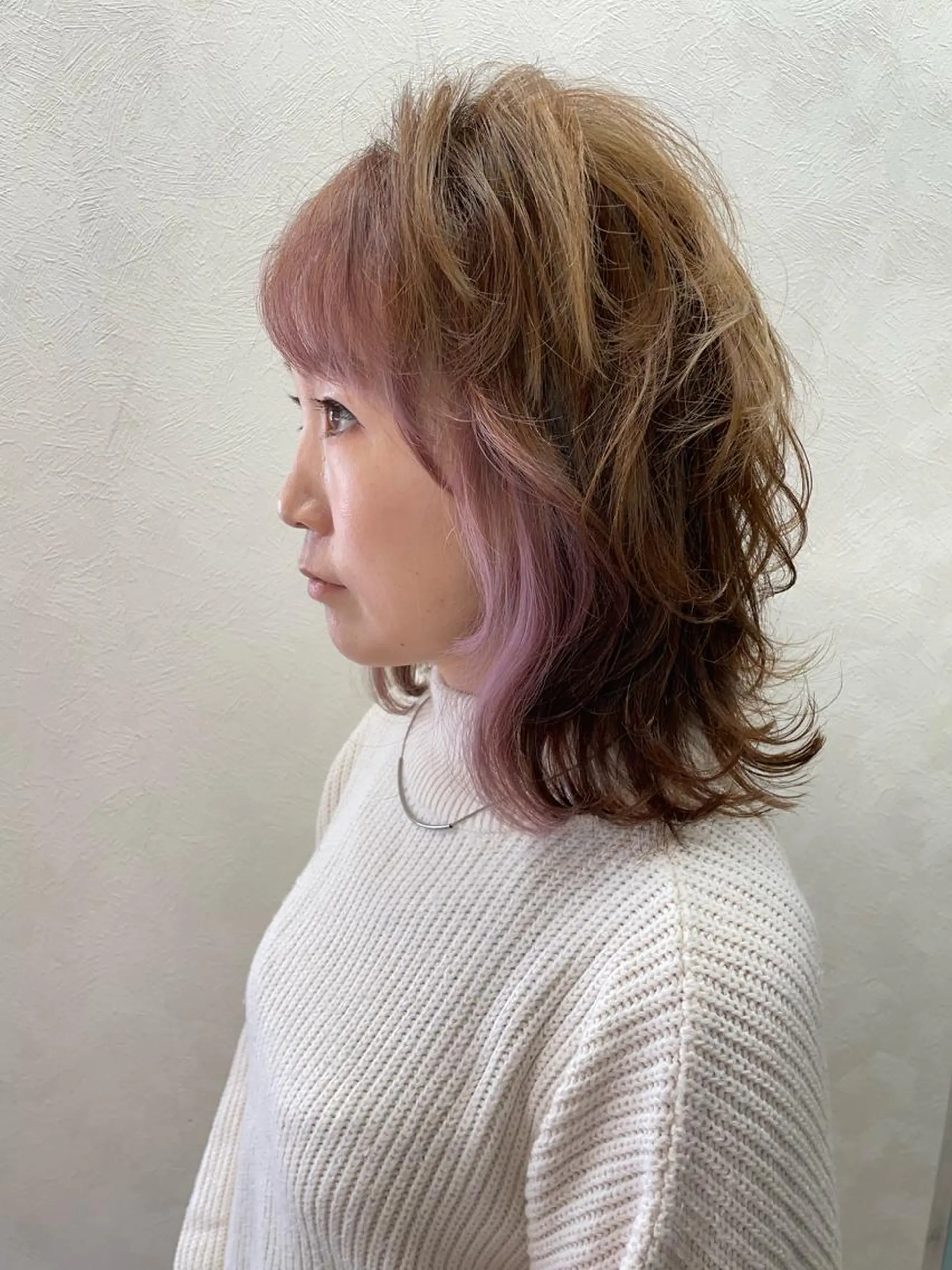 ミディアム カラー ミストバング カット ヘアカラー トリートメント 加藤（旧姓　今竹） 遥花のヘアスタイル