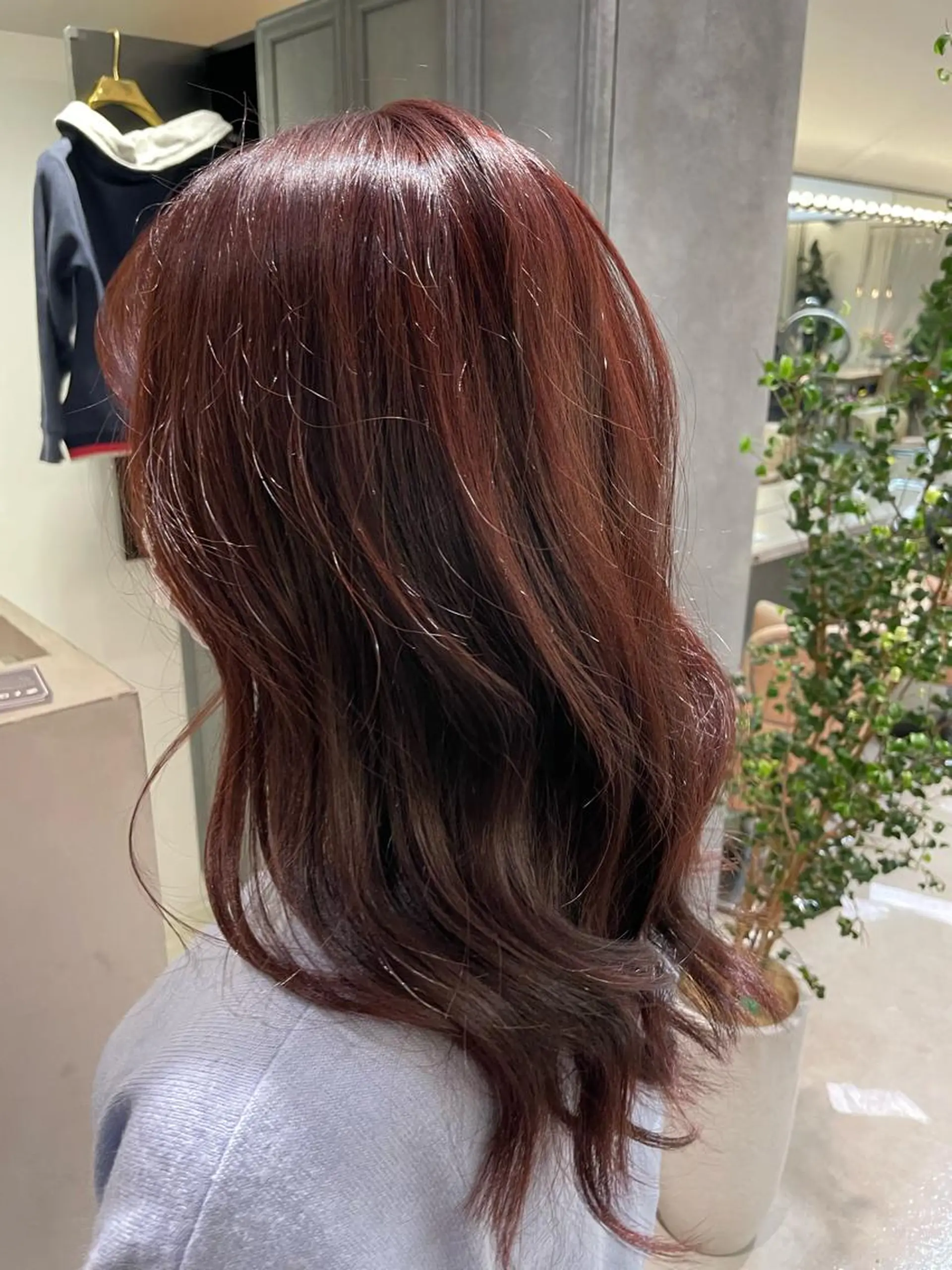 セミロング カラー ブラウンカラー ピンクカラー ピンクブラウン 田中 陽菜乃のヘアスタイル