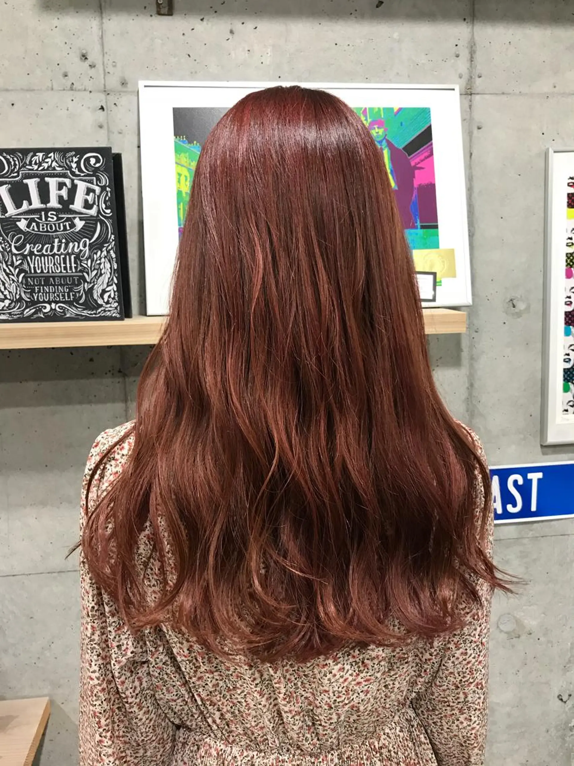 ロング カラー ハイライトカラー ピンクカラー レッドカラー ハイライト 竹嶌 健吾のヘアスタイル