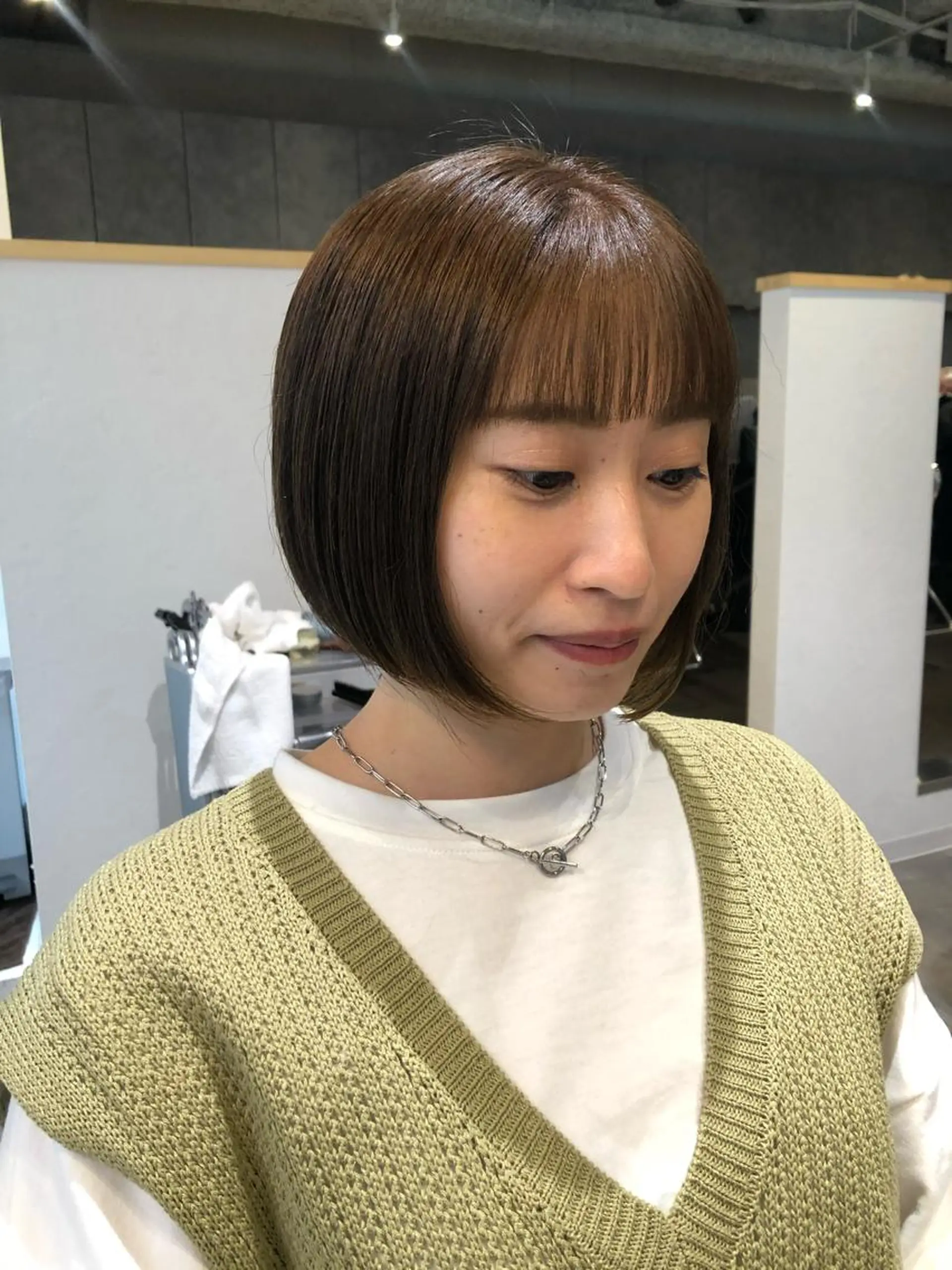 ショート カラー ベージュカラー ブラウンカラー 透明感カラー イルミナカラー オリーブベージュ ヘアカラー トリートメント ショート/パーマ/ カラー/FUKOのヘアスタイル