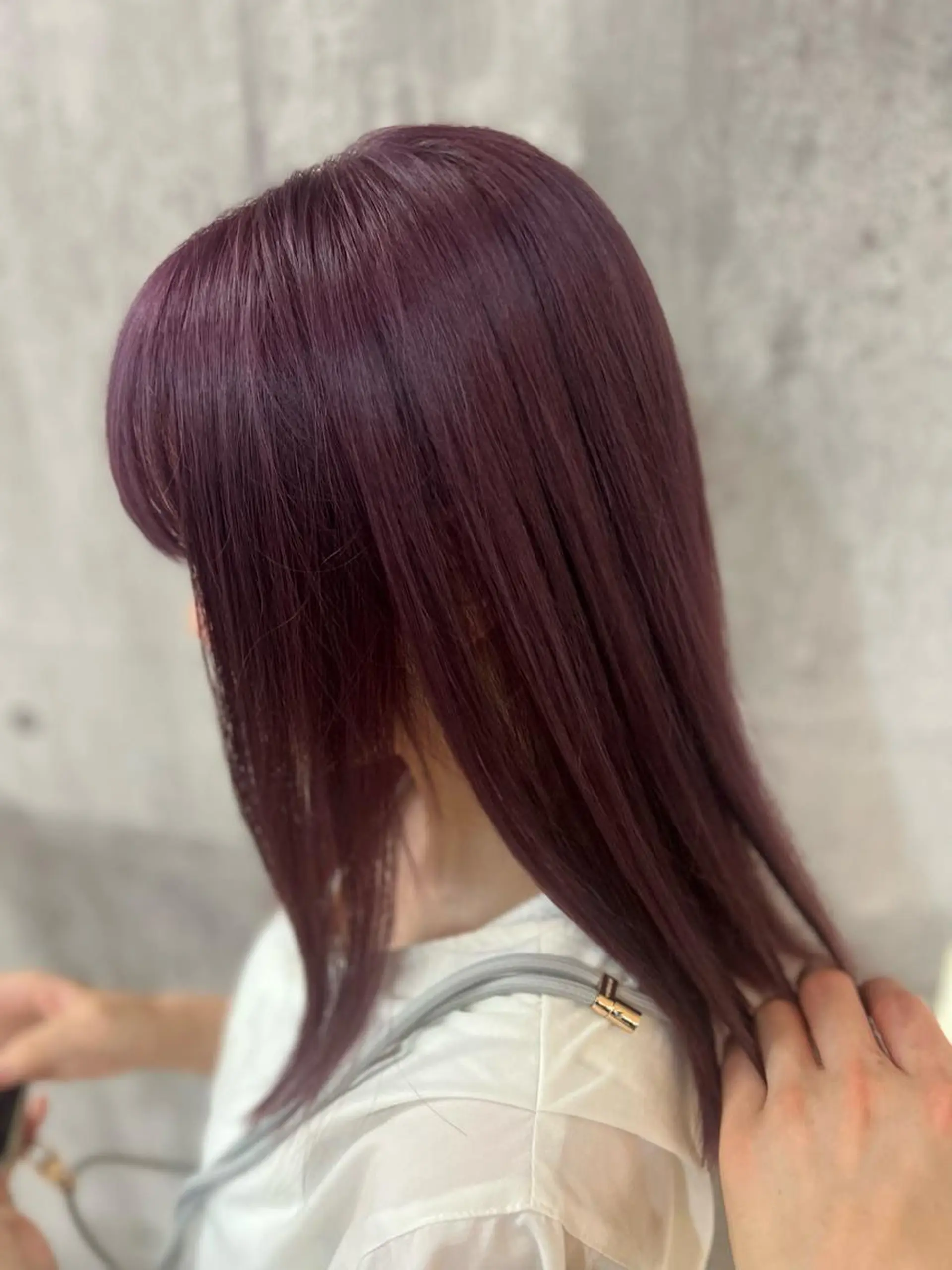 セミロング カラー ブリーチ ピンクカラー ピンクパープル パープルカラー NYNY☃️上新庄 ❄️石川瑠青のヘアスタイル