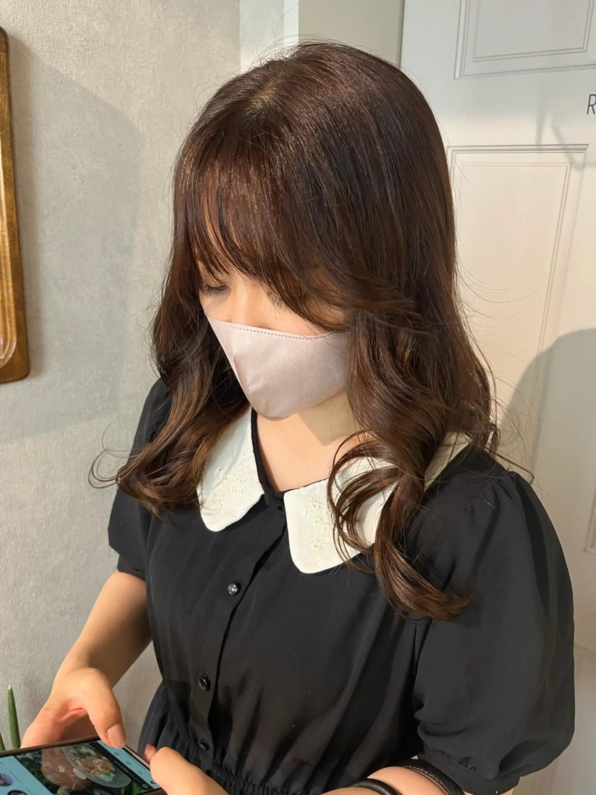 セミロング エクステ 顔周りカット 髪質改善 韓国風ヘア 縮毛矯正 髪質改善&艶カラー/ ほんだあみ (♡)のヘアスタイル