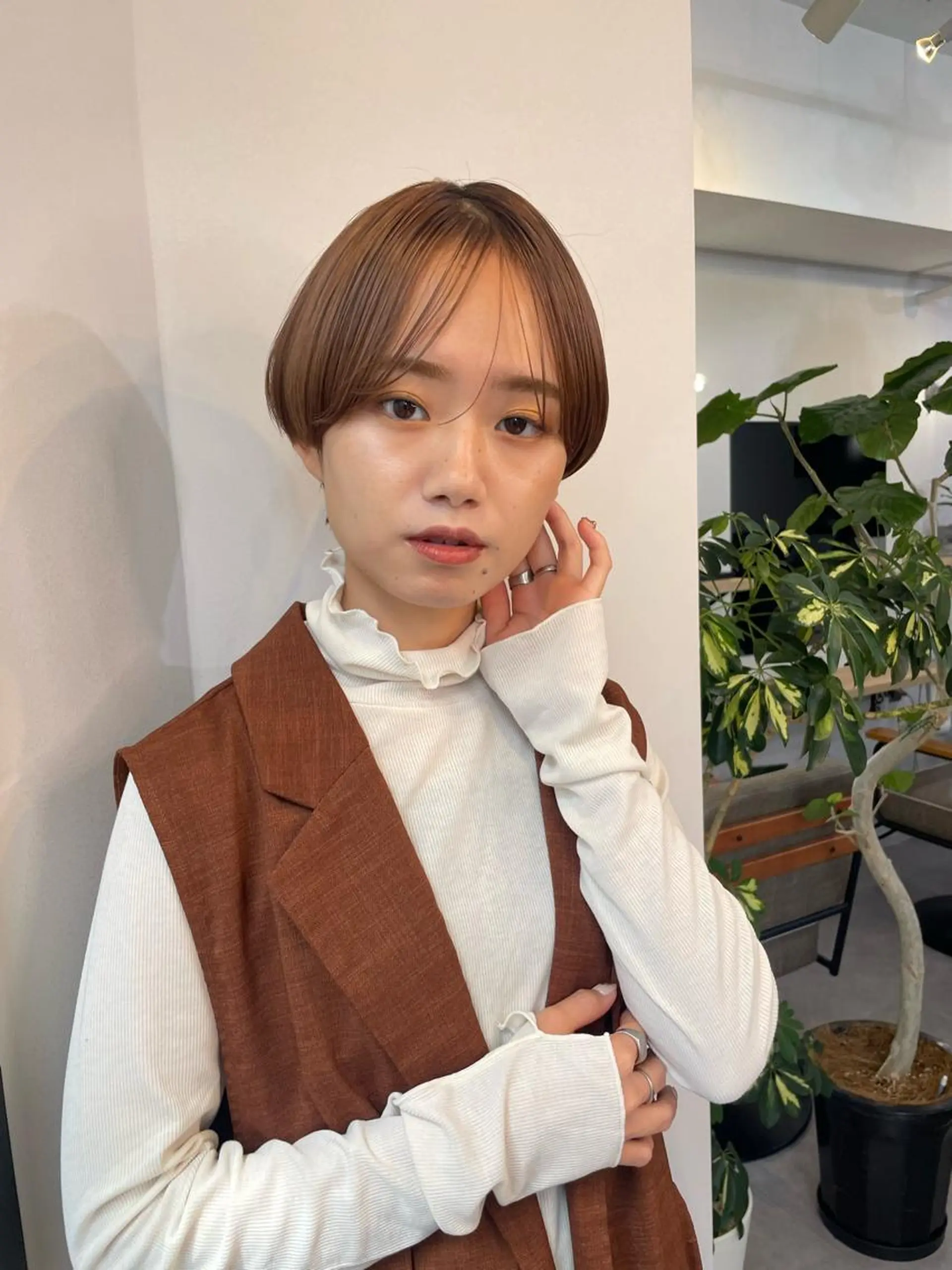 ショート カラー ハイトーンカラー ショートヘア パーマ* 顔まわり似合わせのヘアスタイル