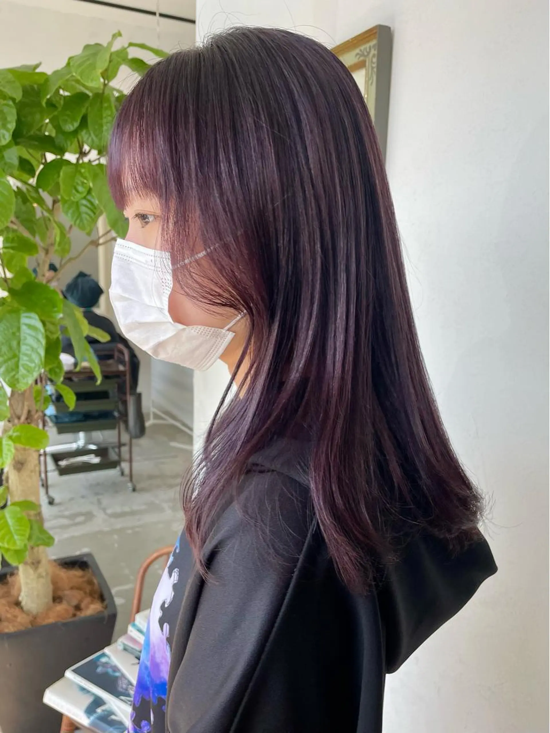ミディアム カラー ラベンダーカラー ラベンダーピンク ピンクカラー 錦 茉李のヘアスタイル