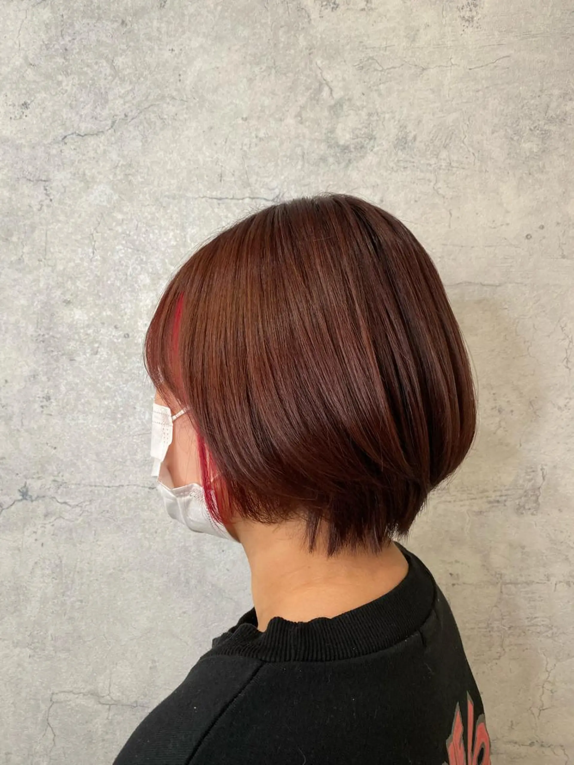 ショート カラー ミストバング  フェイスフレーミング カット 縮毛矯正 yuite 新河岸のヘアスタイル