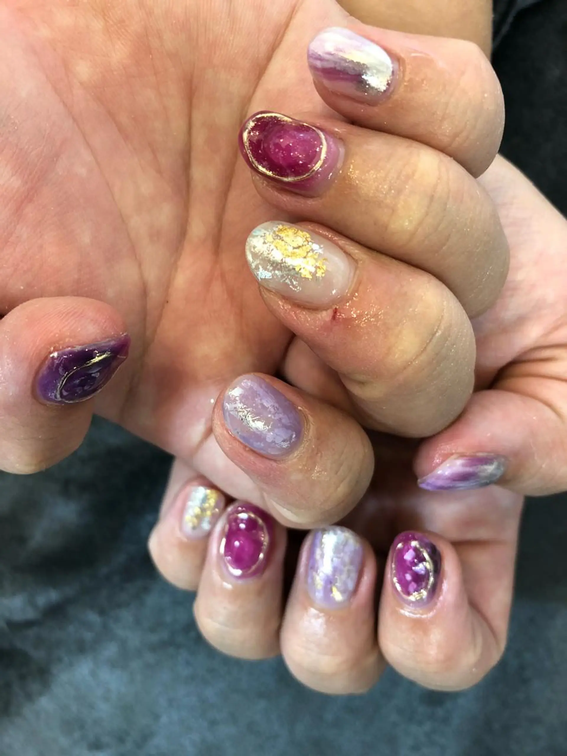 ネイル ニュアンスネイル パープル kiki nail 二子玉川のネイルデザイン