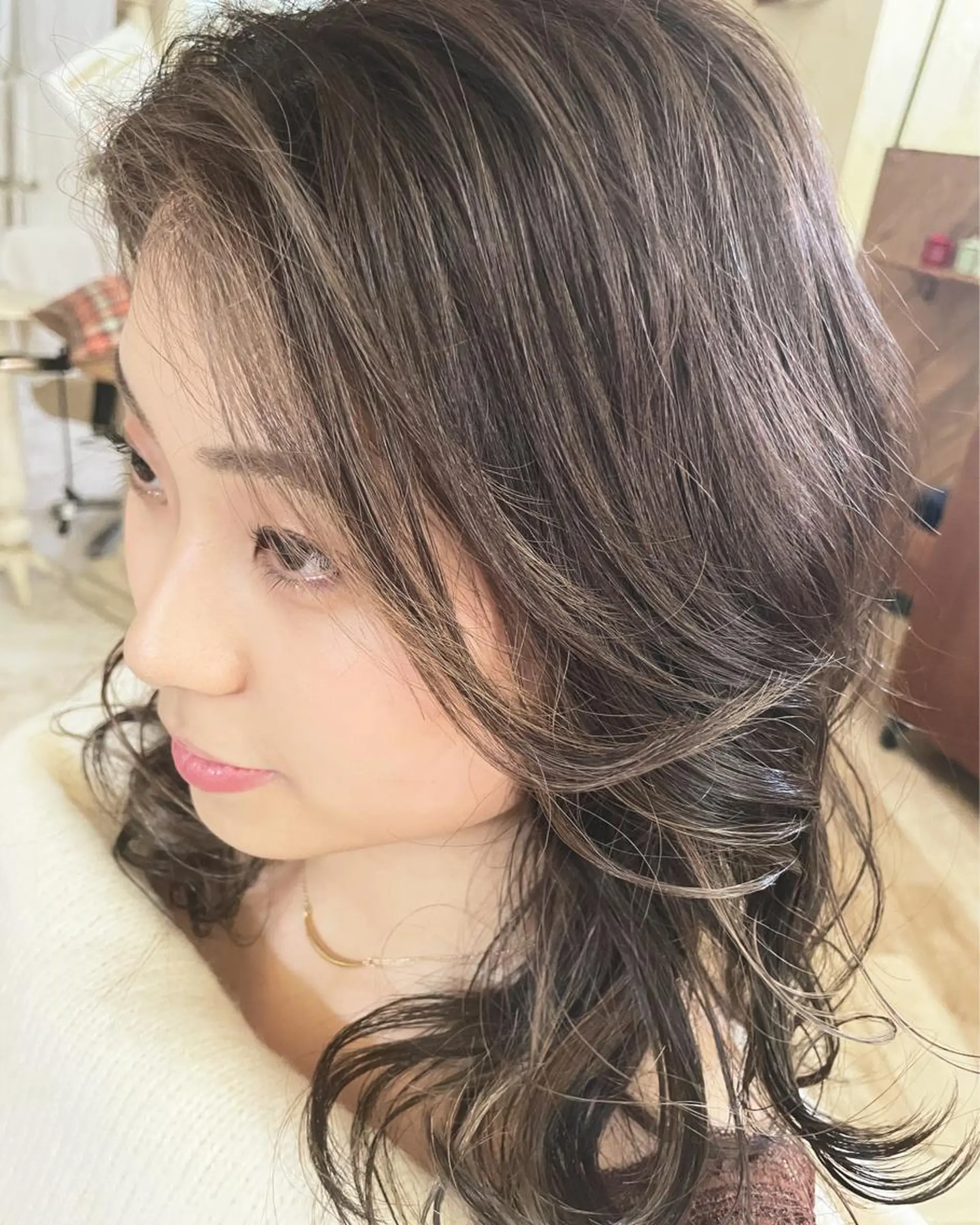 セミロング ミストバング 韓国風レイヤーカット 🇰🇷❕モカのヘアスタイル