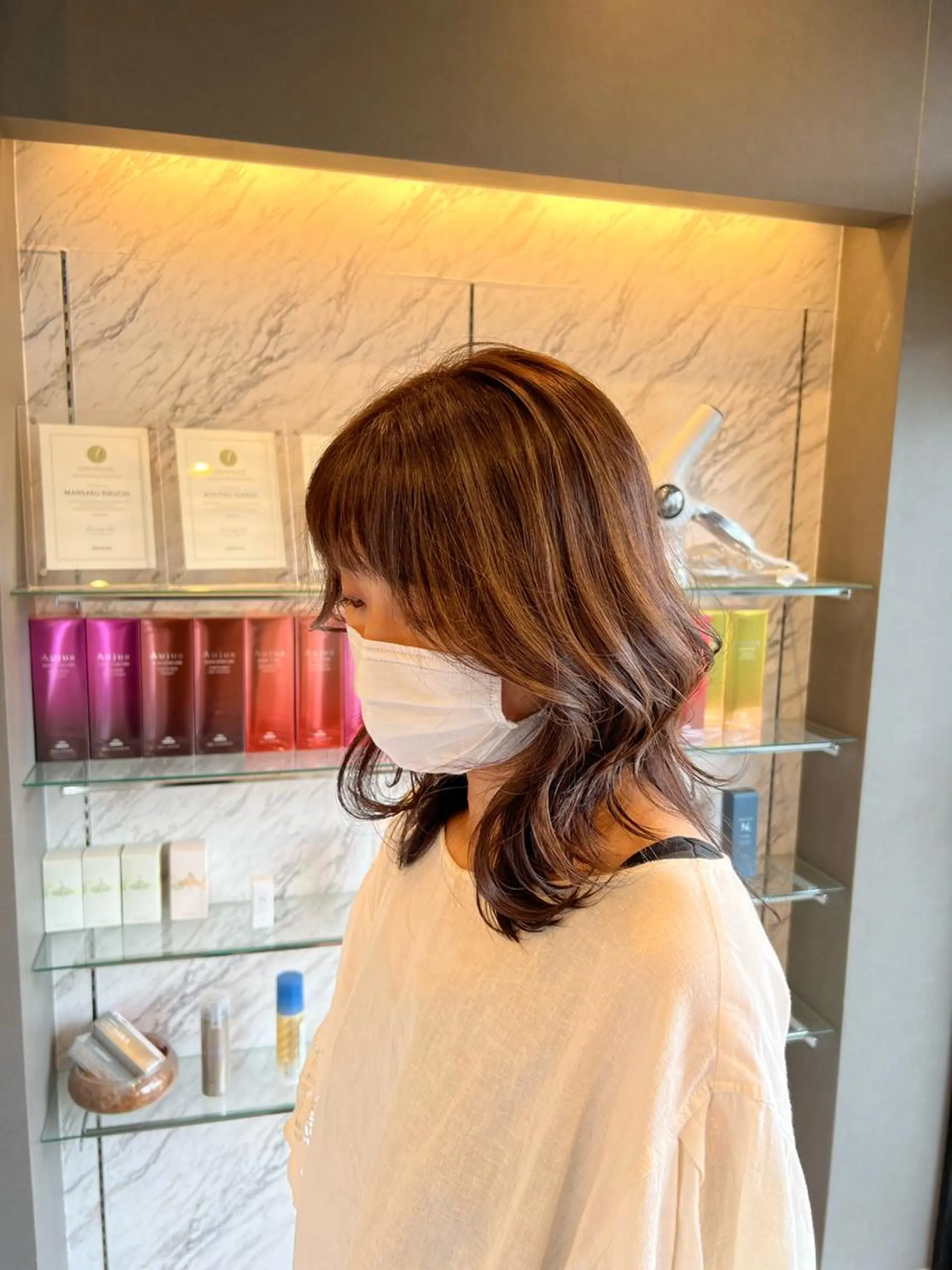 ミディアム カラー ヘアカラー 仙台白髪ぼかし/ ボブカット/千葉達人のヘアスタイル