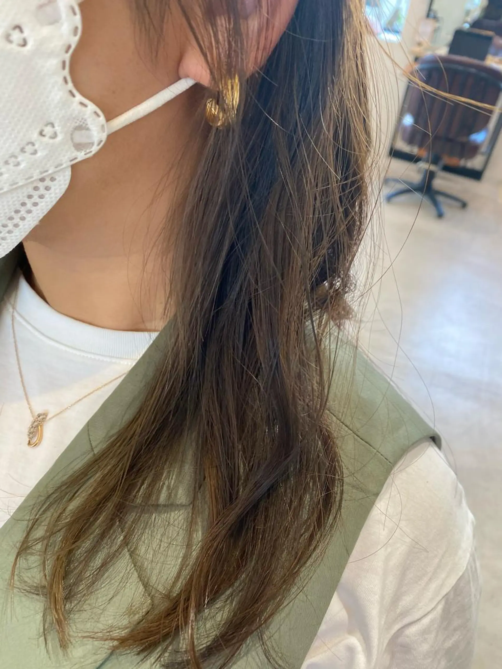 セミロング カラー ベージュカラー ブリーチ ブリーチなしカラー hair&eyelash Truth所属・名古屋市北区/黒川/ Truth上谷綾子のヘアスタイル