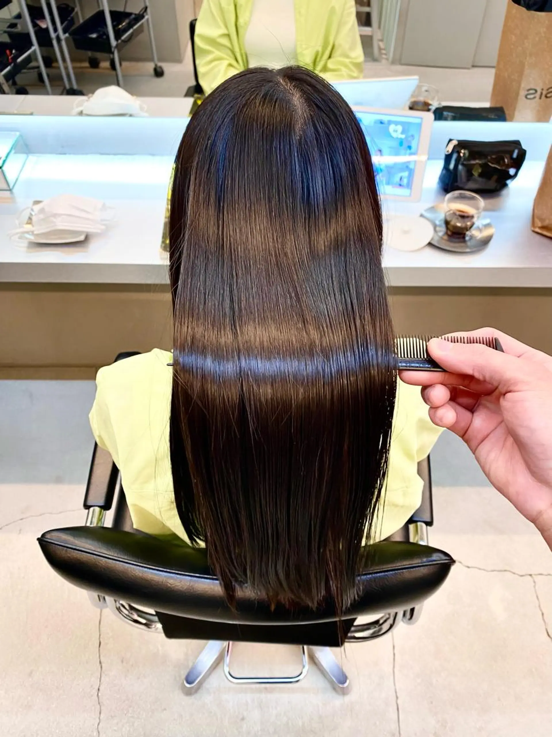 セミロング パーマ セミロングパーマ ワイドバング 酸性ストレート ストレートパーマ 縮毛矯正 ✨髪質改善職人✨ デザインカラー/若林のヘアスタイル