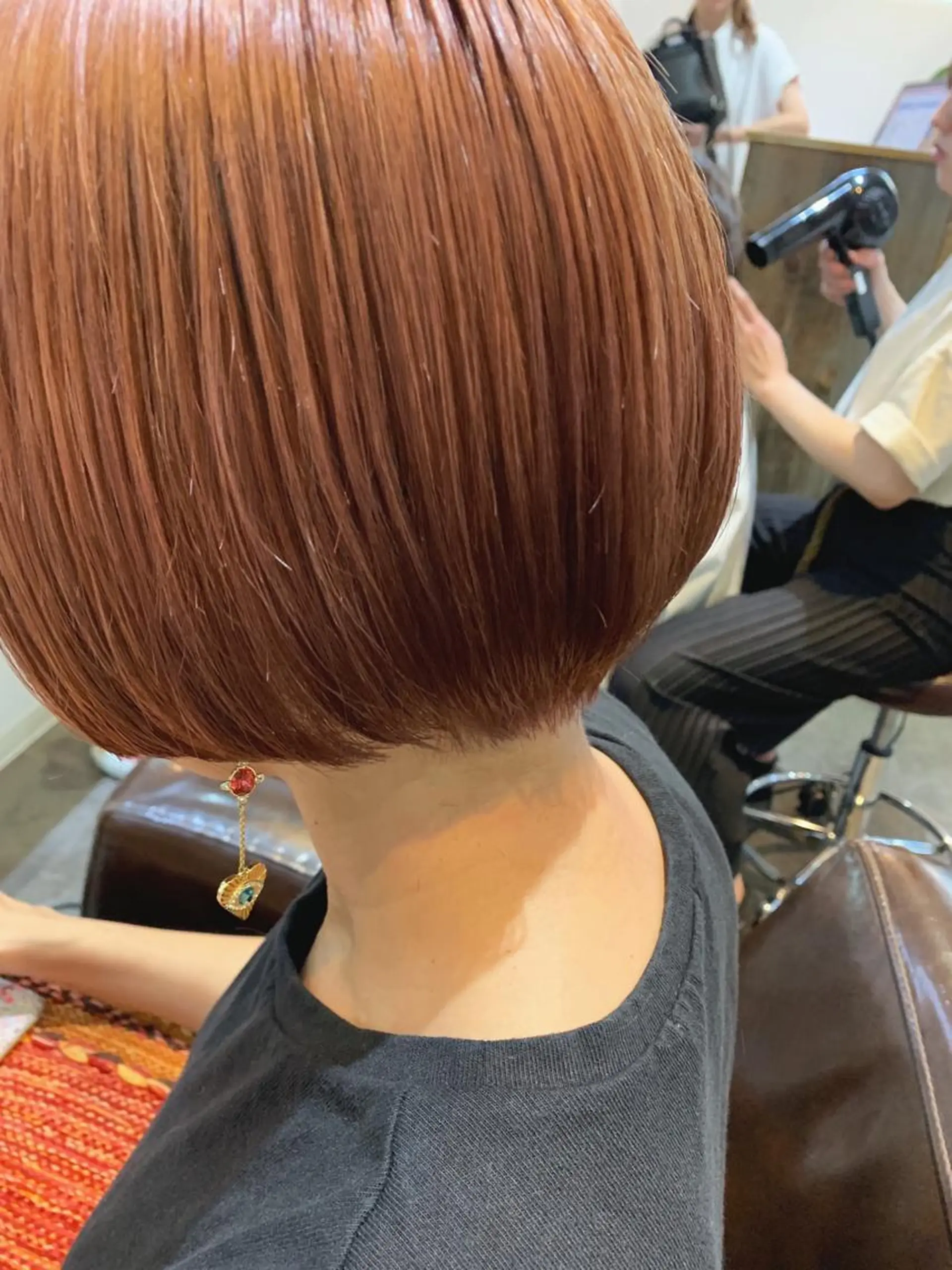 ショート カラー ベージュカラー オレンジ オレンジベージュ ヘアカラー トリートメント パーマ/透明感カラー /ボブ/吉田一生のヘアスタイル