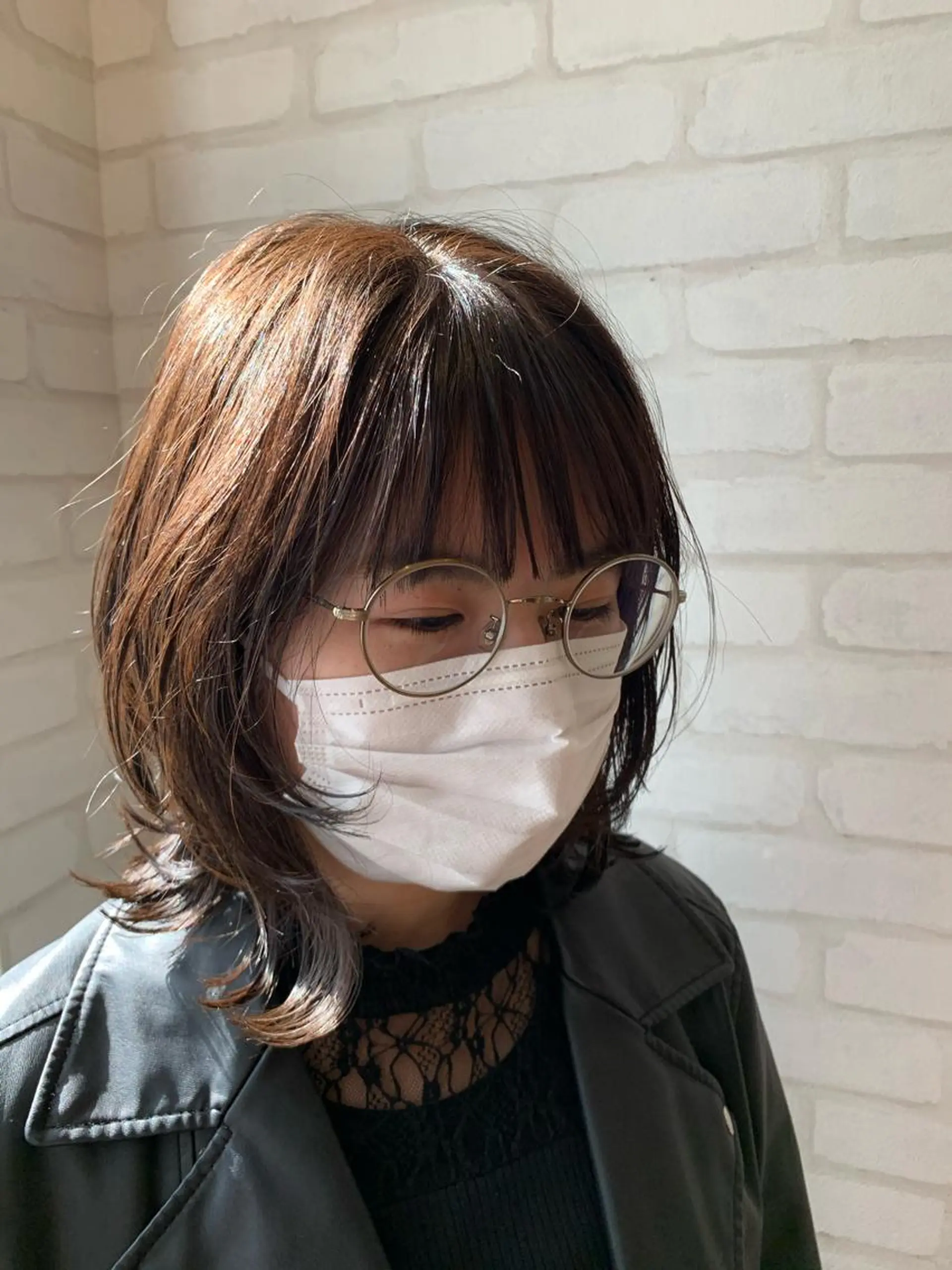 ミディアム カラー 顔周りカット カット ヘアカラー トリートメント タケダケイ /ショート/ボブのヘアスタイル