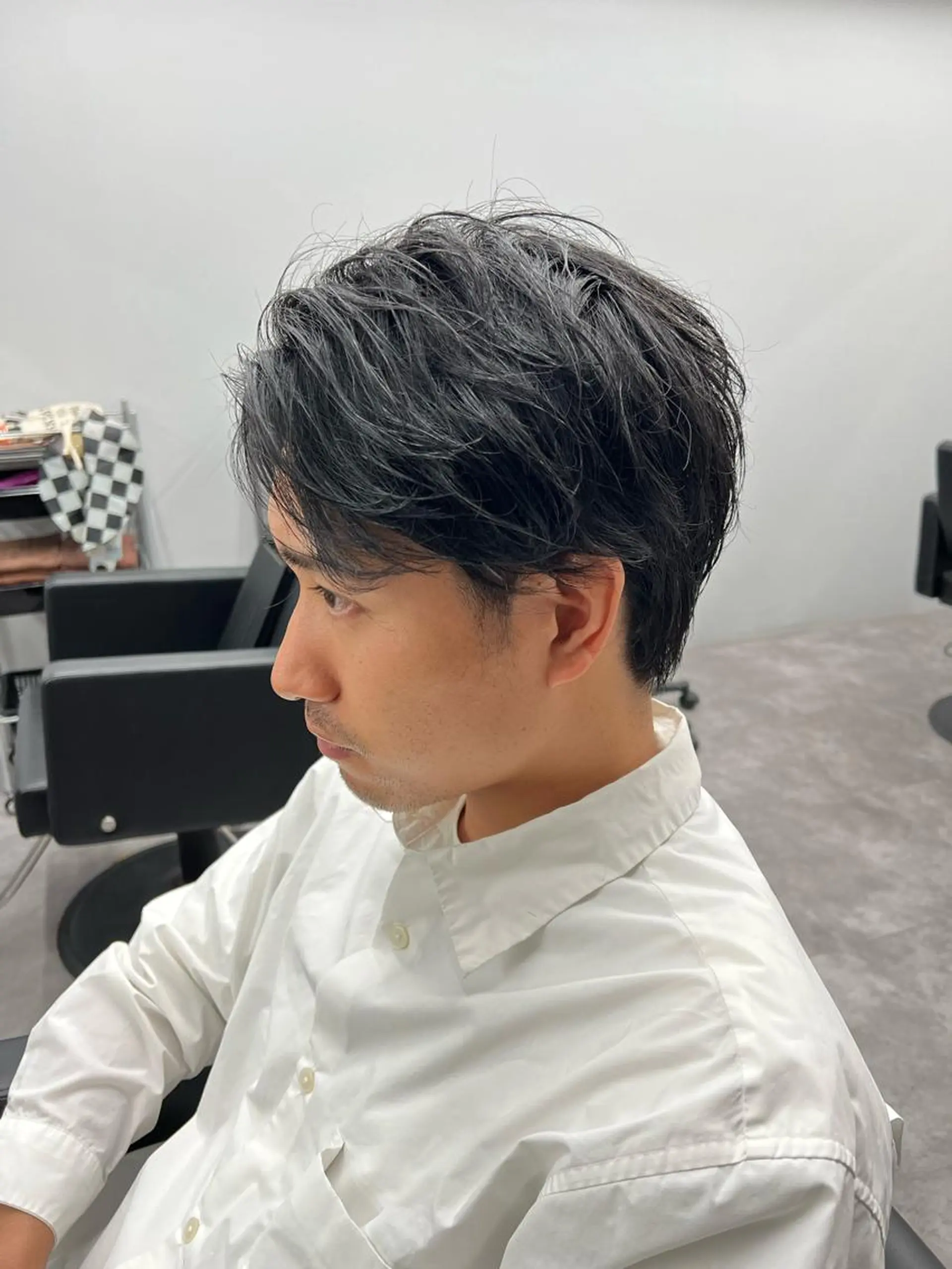 ショート メンズ アップバング ビジネス ショートヘア 【曲がる縮毛矯正】 モデル募集🙋カツヤのヘアスタイル