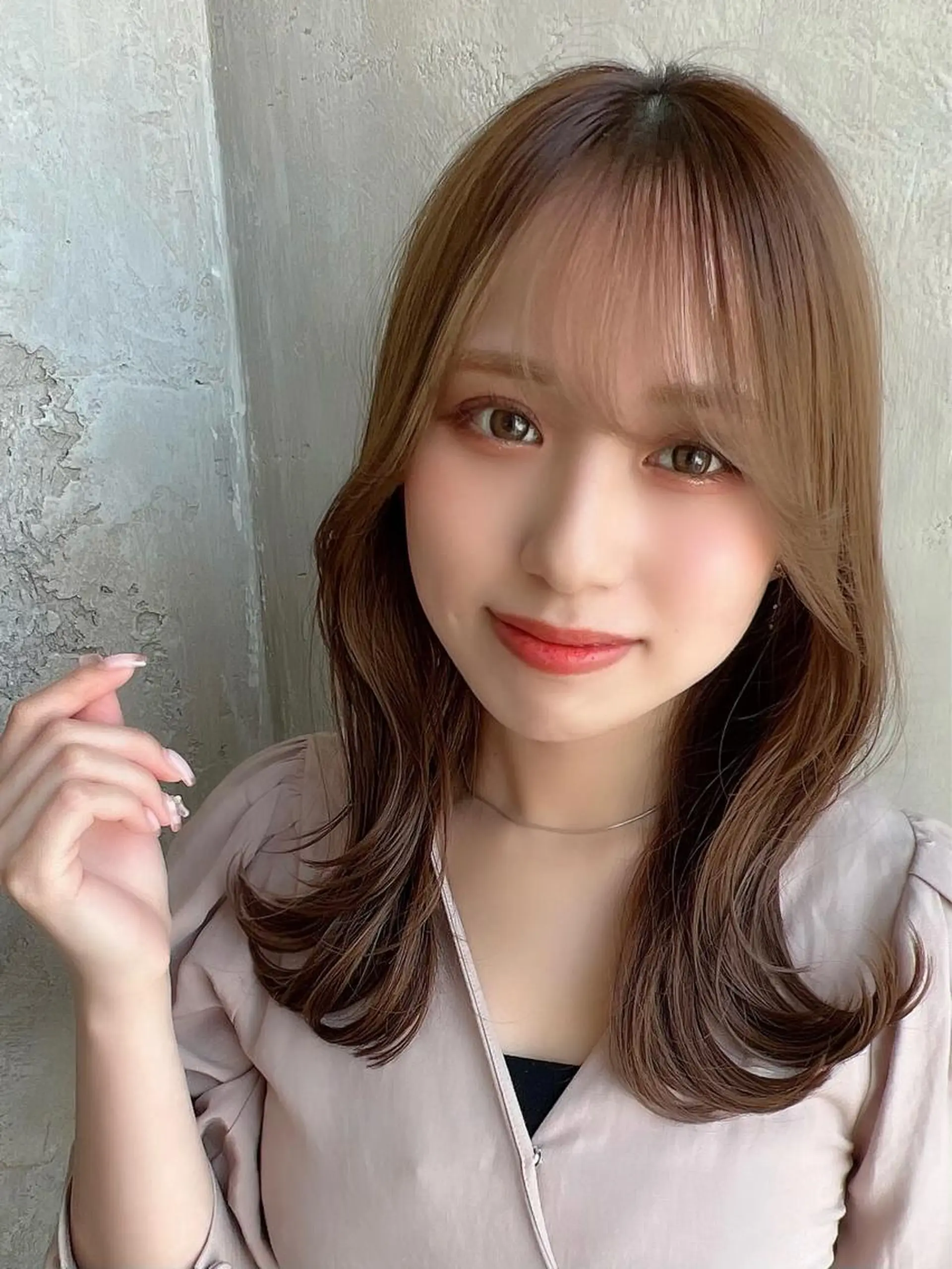 セミロング カラー ベージュカラー ブラウンカラー くびれヘア 髪質改善 縮毛矯正 カット ヘアカラー トリートメント 🧡くびれヘア/前髪 顔周り🧡久原結衣のヘアスタイル