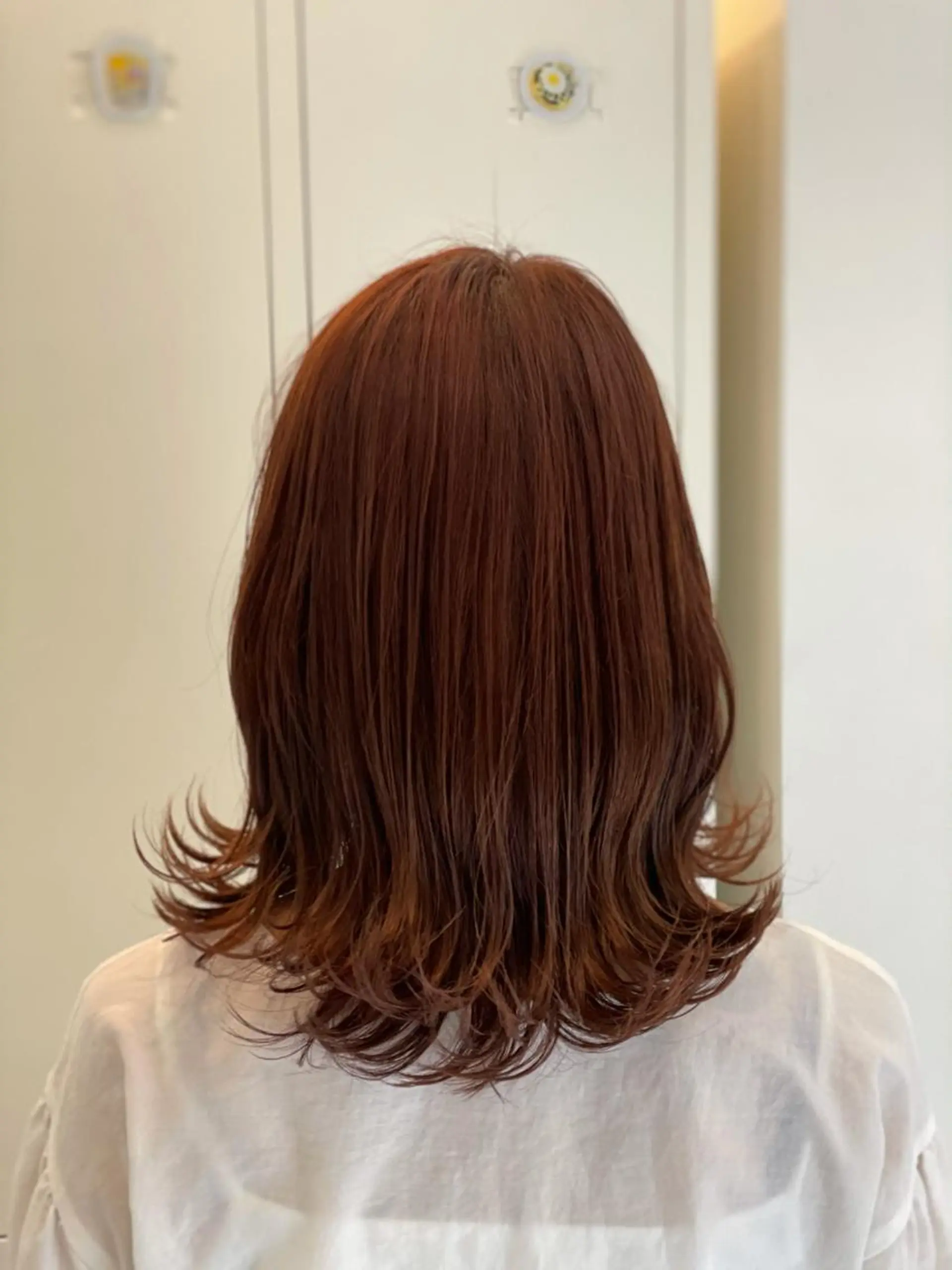 ミディアム カラー ブラウンカラー ピンクカラー ピンクブラウン 外ハネヘア カット ヘアカラー ヘアセット 栄/久屋大通り/韓国 /透明感/横山🩵のヘアスタイル
