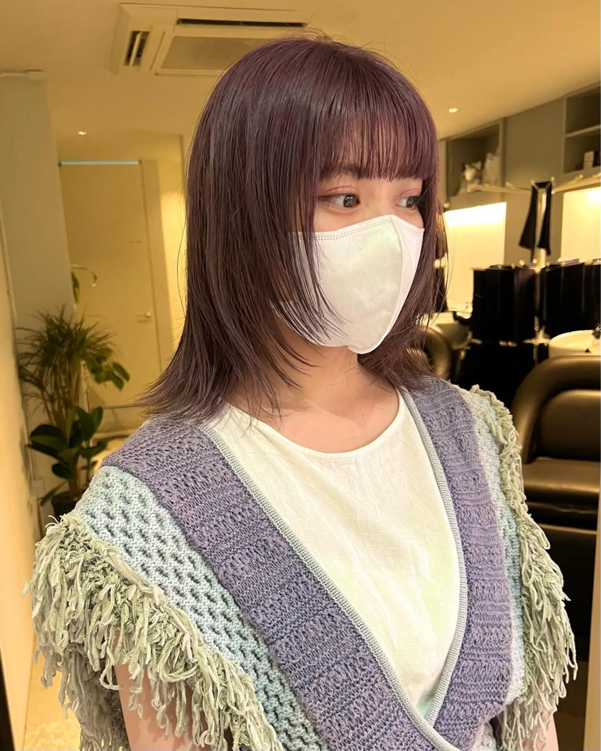 ミディアム カラー ボブレイヤー ハイトーンカラー ラベンダーカラー ピンクカラー ピンクラベンダー RAIMA ハイトーン/ベージュのヘアスタイル